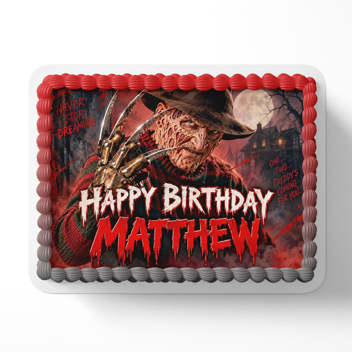Freddy Krueger Horror Edible Cake Topper | Birthday Cake Decoration | Photo Cake Image | Custom Edible Cake Topper