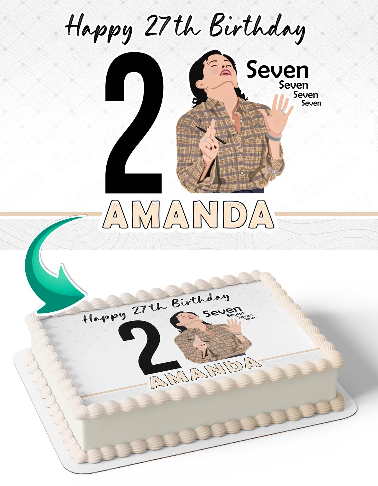 Friends Monica Geller Seven Meme Edible Cake Topper