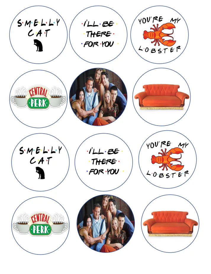 Friends TV Show Edible Cupcake Toppers Icing Sheet or Wafer Paper