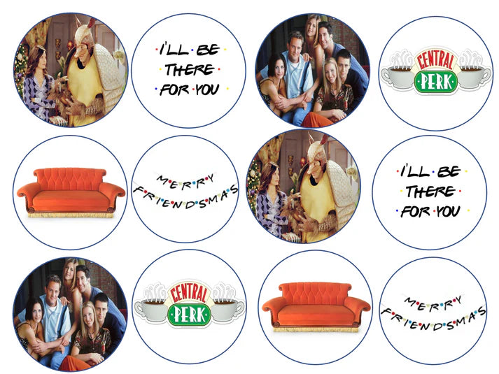 Friends TV Show Friendsgiving Edible Cupcake Toppers Icing Sheet or Wafer Paper