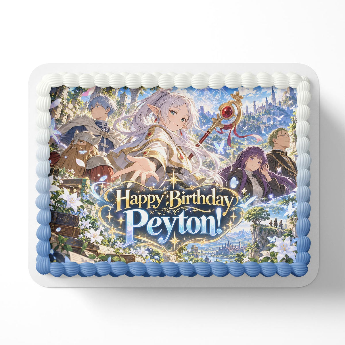 Frieren Edible Cake Topper | Birthday Cake Decoration | Photo Cake Image | Custom Edible Cake Topper