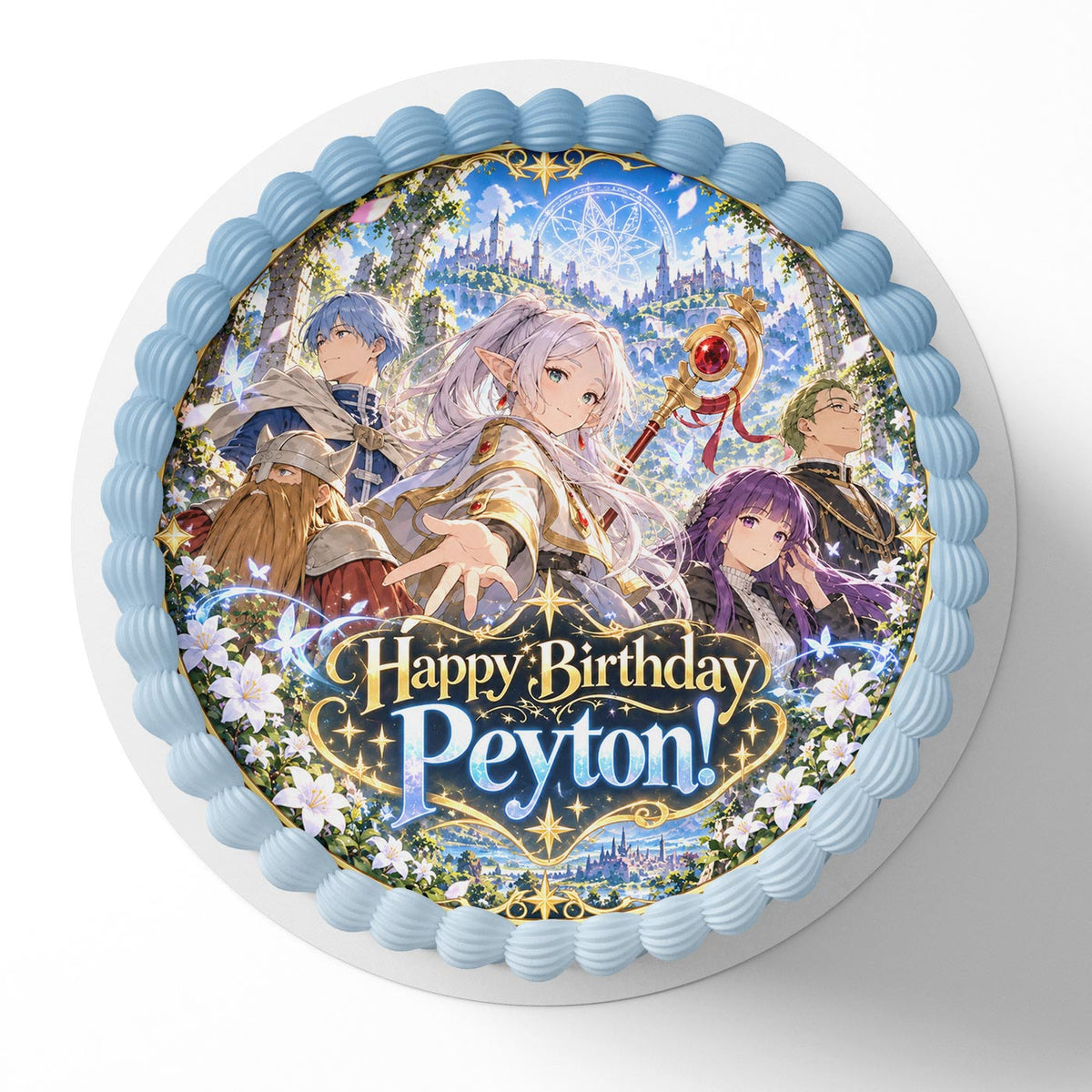 Frieren Edible Cake Topper | Birthday Cake Decoration | Photo Cake Image | Custom Edible Cake Topper