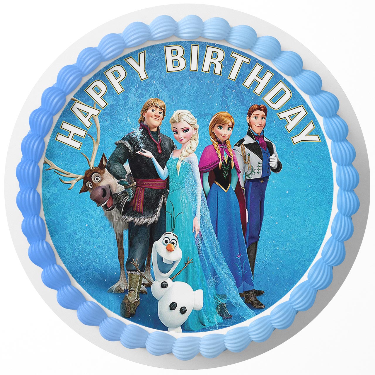 Frozen Elsa Anna Olaf Sven Round – Icing Sheet Birthday - Personalized Edible Cake Topper | Custom Icing Sheet | Birthday Cake Decoration
