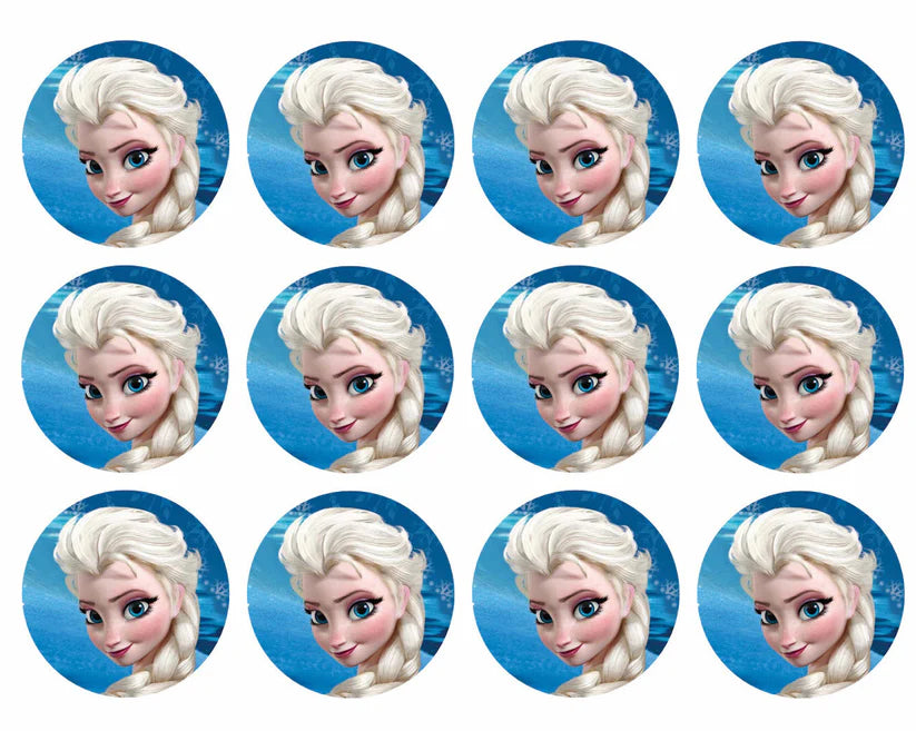 Frozen Elsa Close Up Blue Edible Cupcake Toppers Icing Sheet or Wafer Paper
