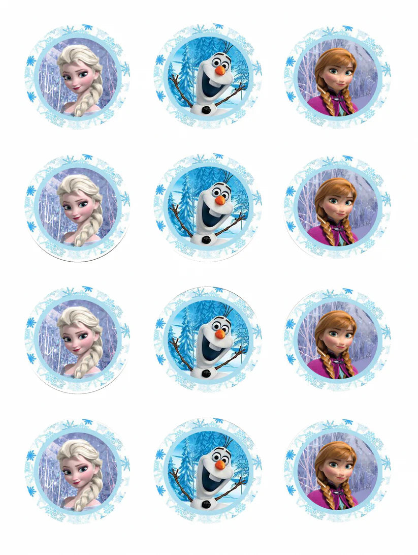 Frozen Elsa Olaf Anna Snowflake Edible Cupcake Toppers Icing Sheet or Wafer Paper