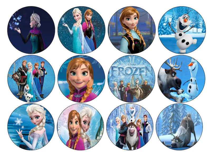 Frozen Movie Cast Mix Edible Cupcake Toppers Icing Sheet or Wafer Paper