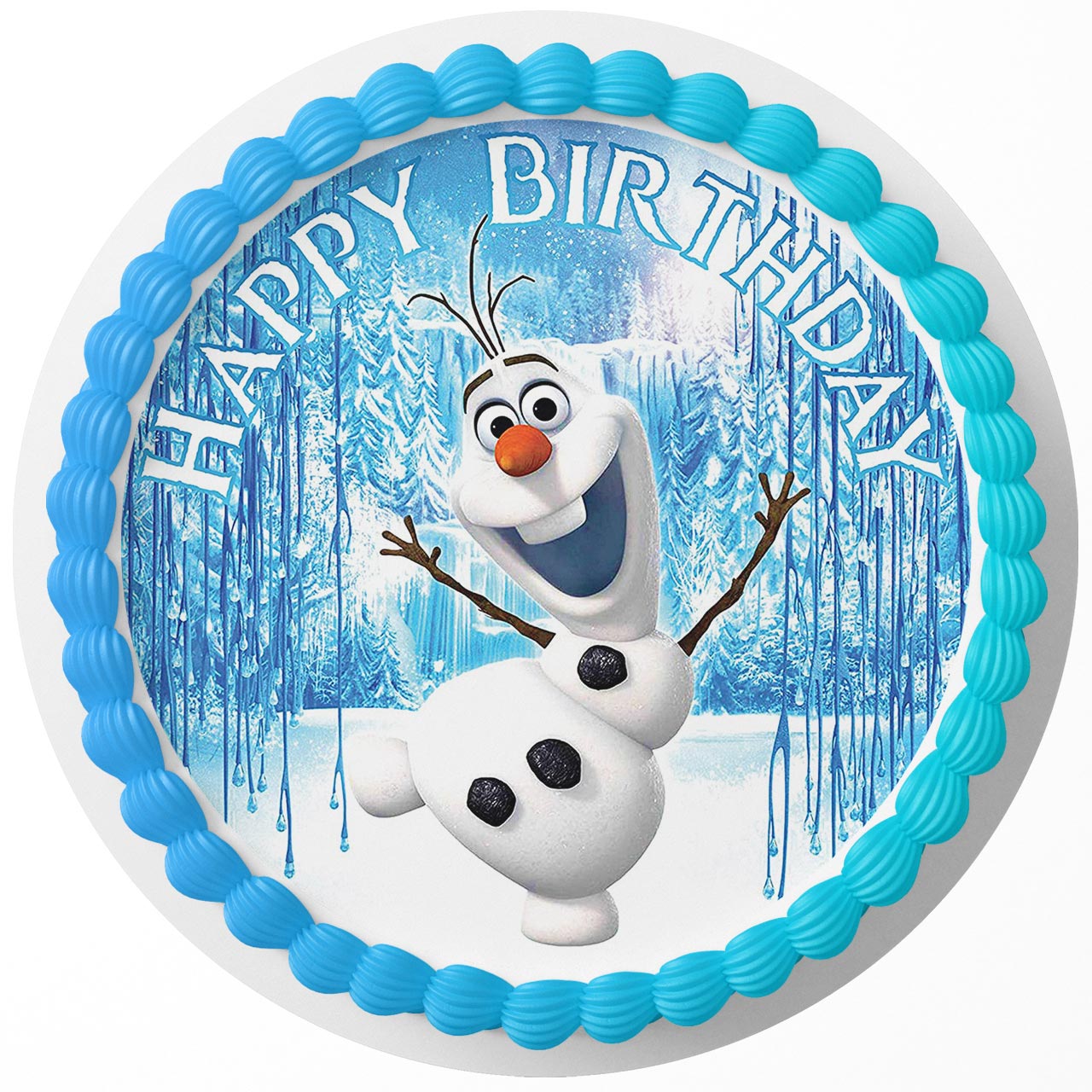 Frozen Snowman Olaf Round – Icing Sheet Birthday - Personalized Edible Cake Topper | Custom Icing Sheet | Birthday Cake Decoration