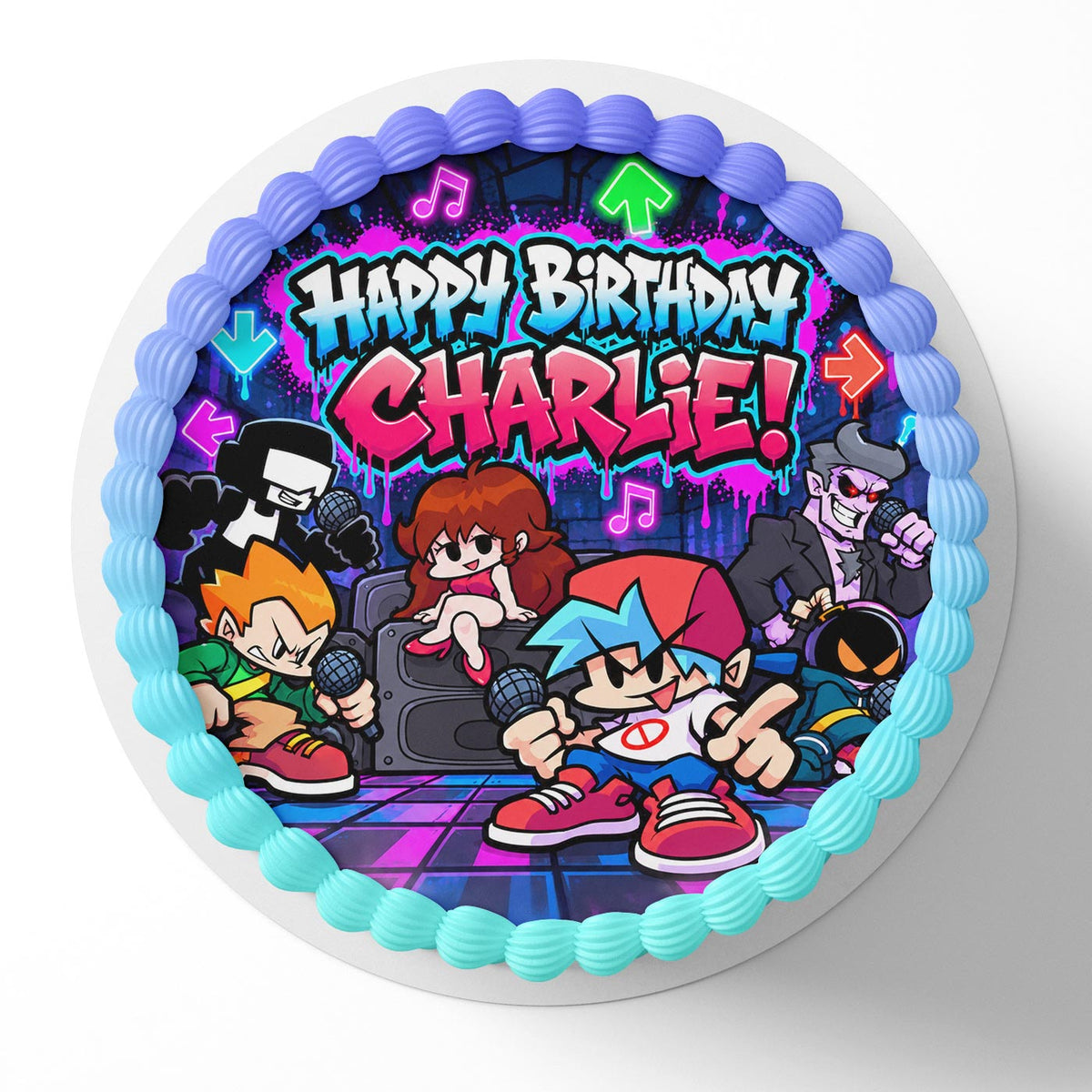 Friday Night Funkin Edible Cake Topper | Birthday Cake Decoration | Photo Cake Image | Custom Edible Cake Topper