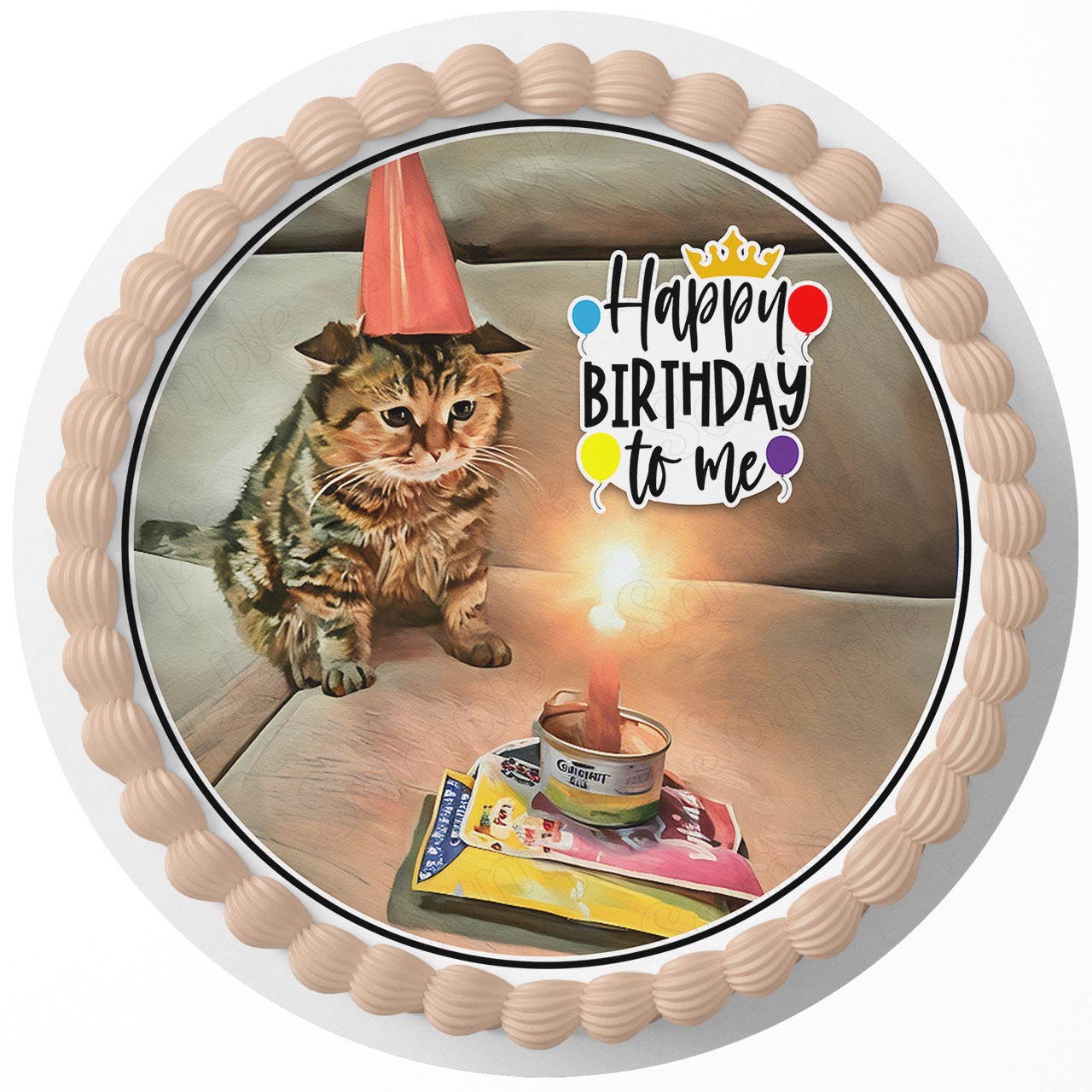 Funny Cat Meme Happy Birthday to Me Round – Icing Sheet Birthday - Personalized Edible Cake Topper | Custom Icing Sheet | Birthday Cake Decoration