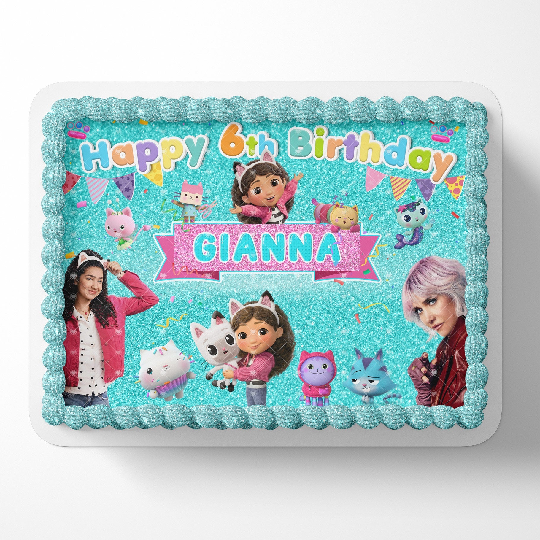 Gabbys Dollhouse Movie Themed Edible Cake Topper