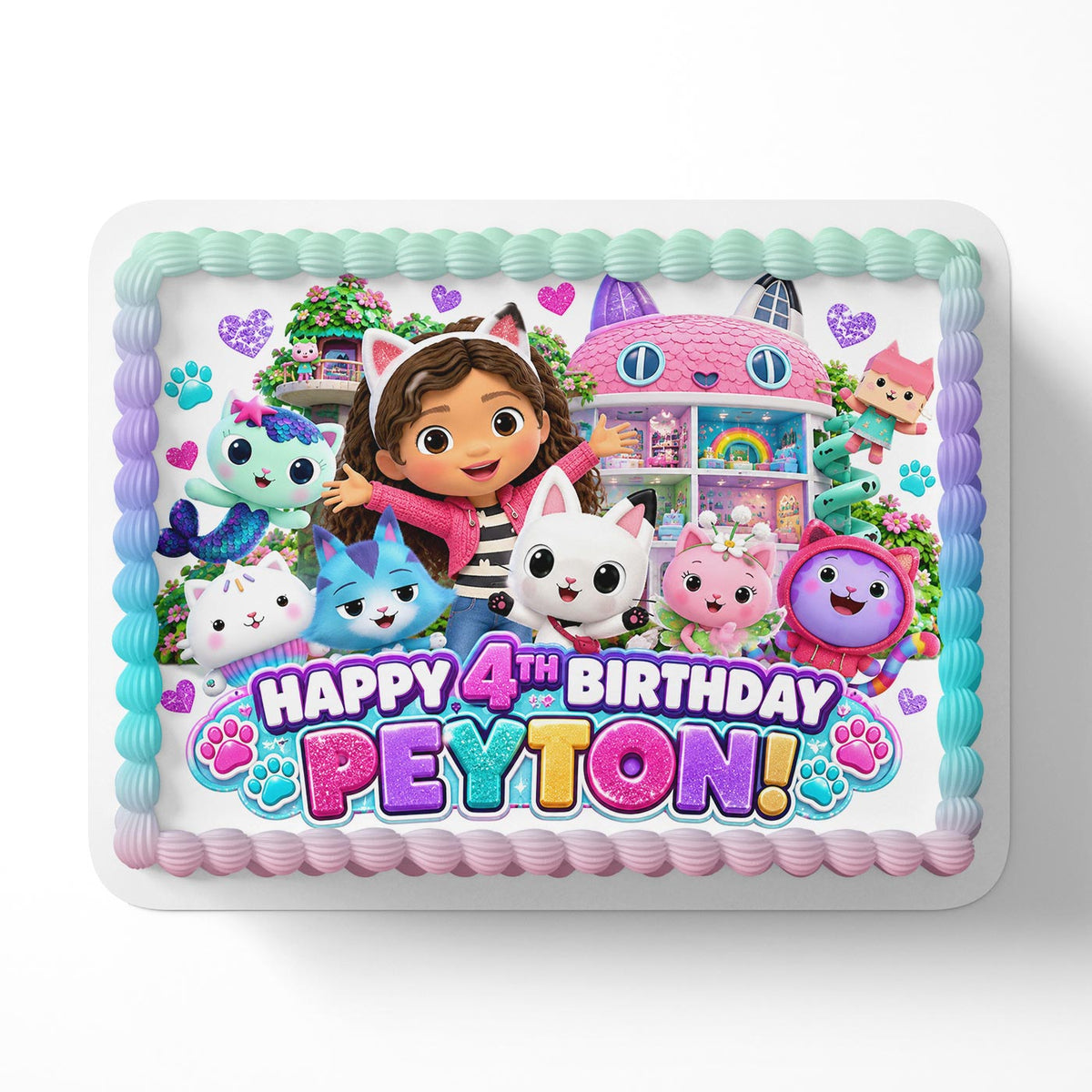 Gabby Doll House Friends Edible Cake Topper | Birthday Cake Decoration | Photo Cake Image | Custom Edible Cake Topper