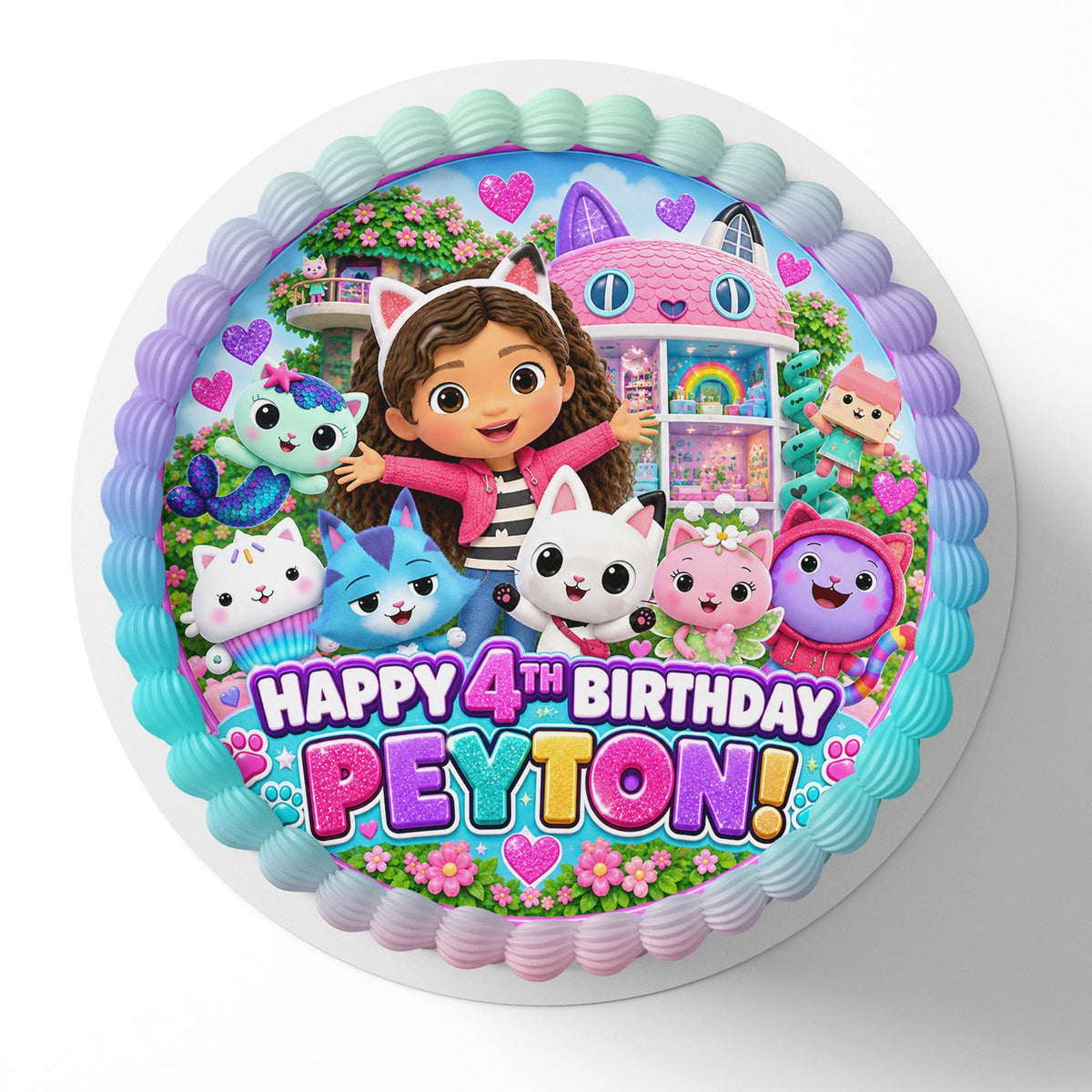 Gabby Doll House Friends Edible Cake Topper | Birthday Cake Decoration | Photo Cake Image | Custom Edible Cake Topper