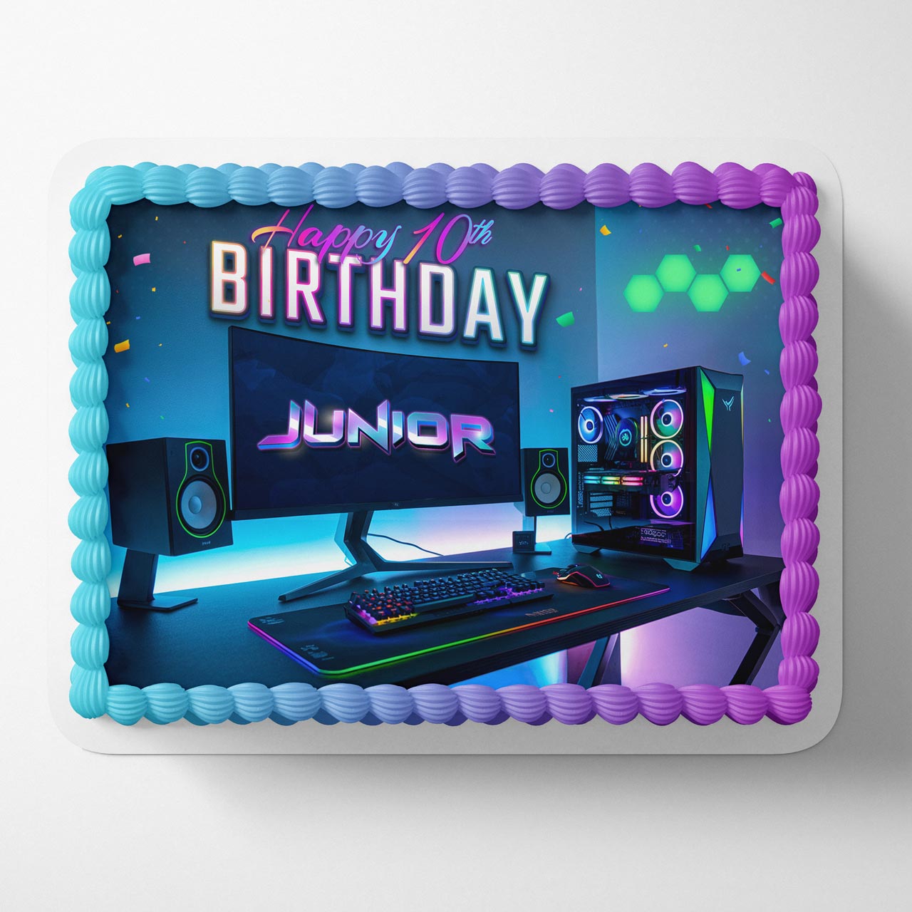 Gamer Computer Desktop PC Edible Cake Topper
