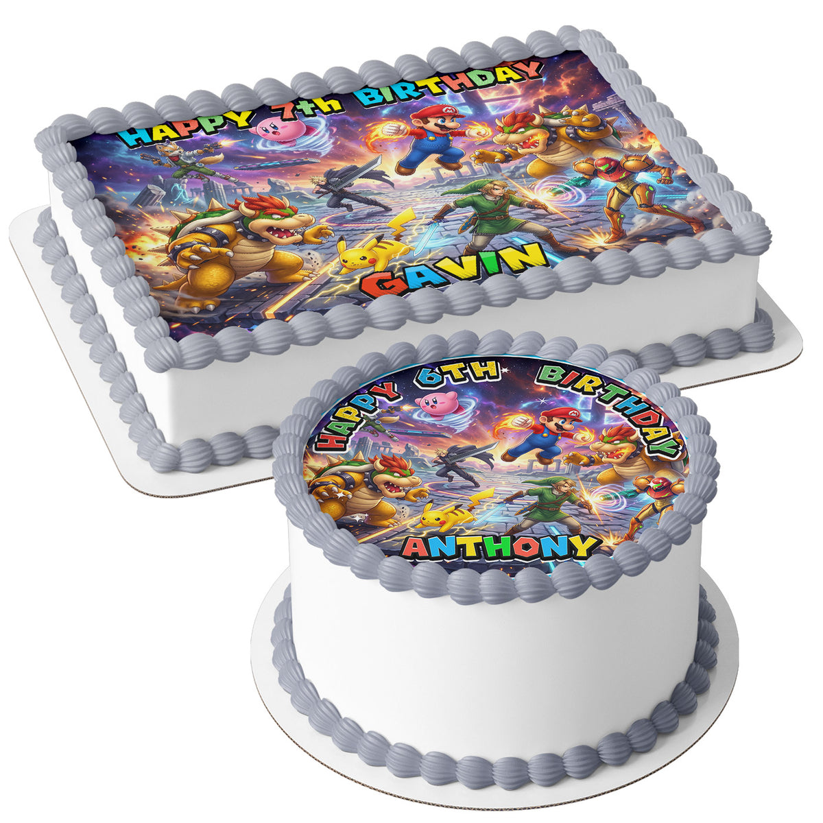 Super Smash Edible Cake Topper | Birthday Cake Decoration | Photo Cake Image | Custom Edible Cake Topper