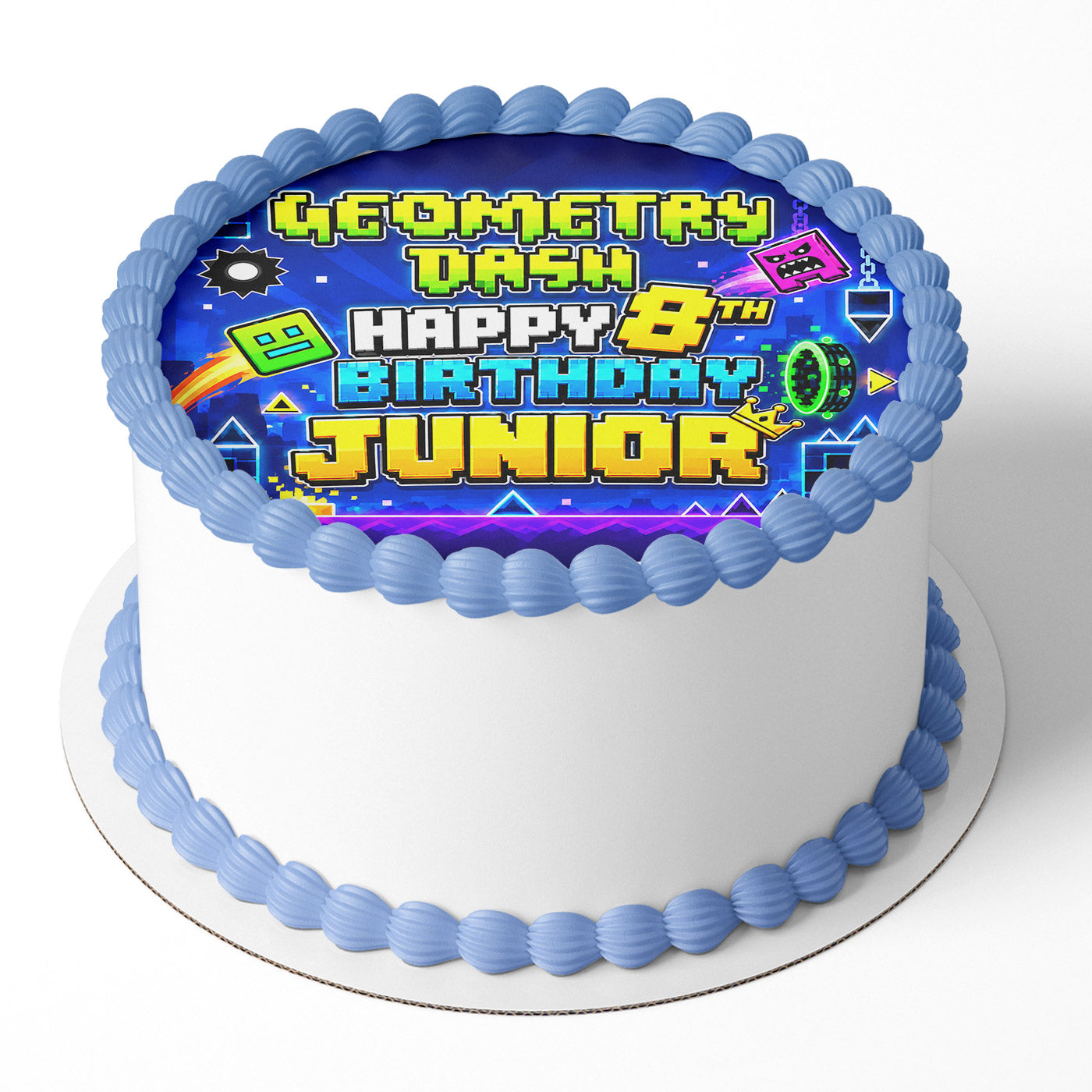 Geometry Dash Gamers Kids Inspired Custom Edible Cake Image Topper Decoration Icing Sheet