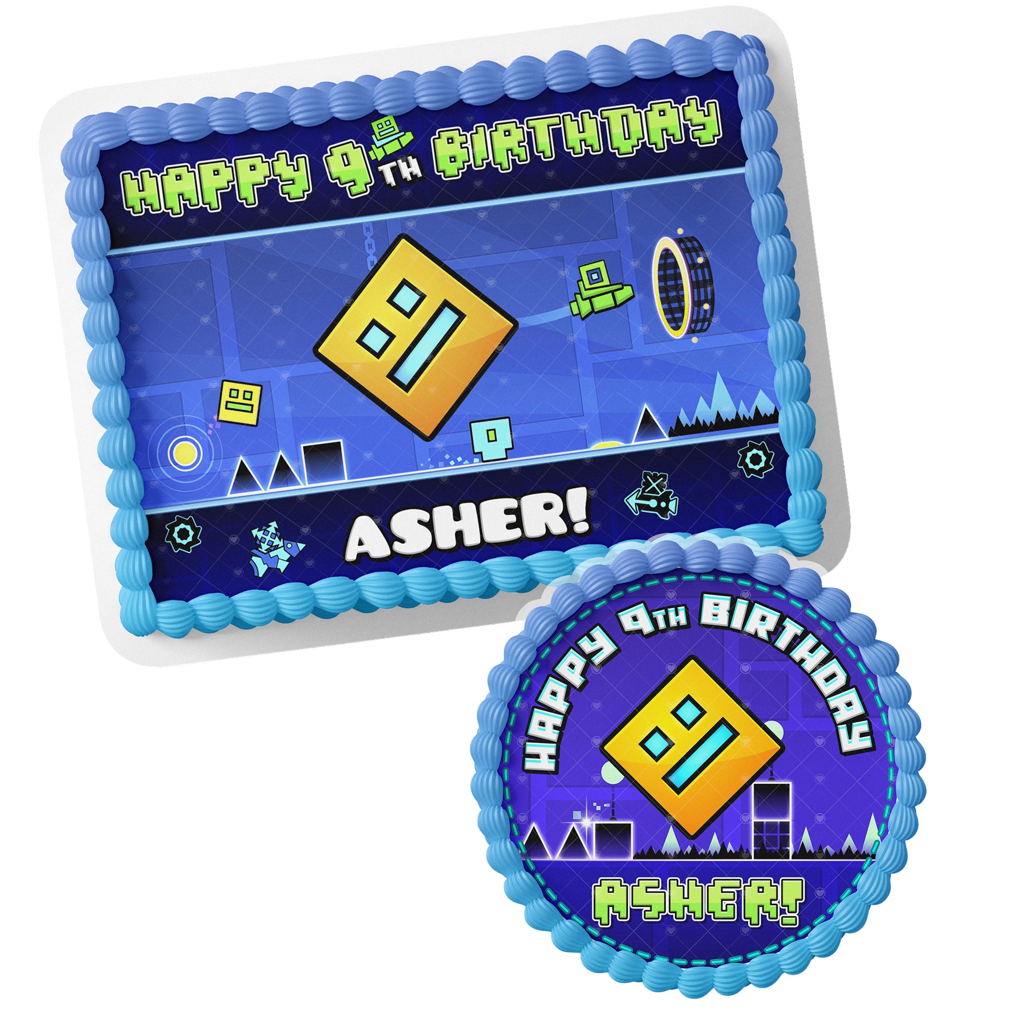 Geometry Dash Kids Gamers Trend – Icing Sheet - Personalized Edible Cake Topper | Custom Icing Sheet | Birthday Cake Decoration | Photo Cake Image
