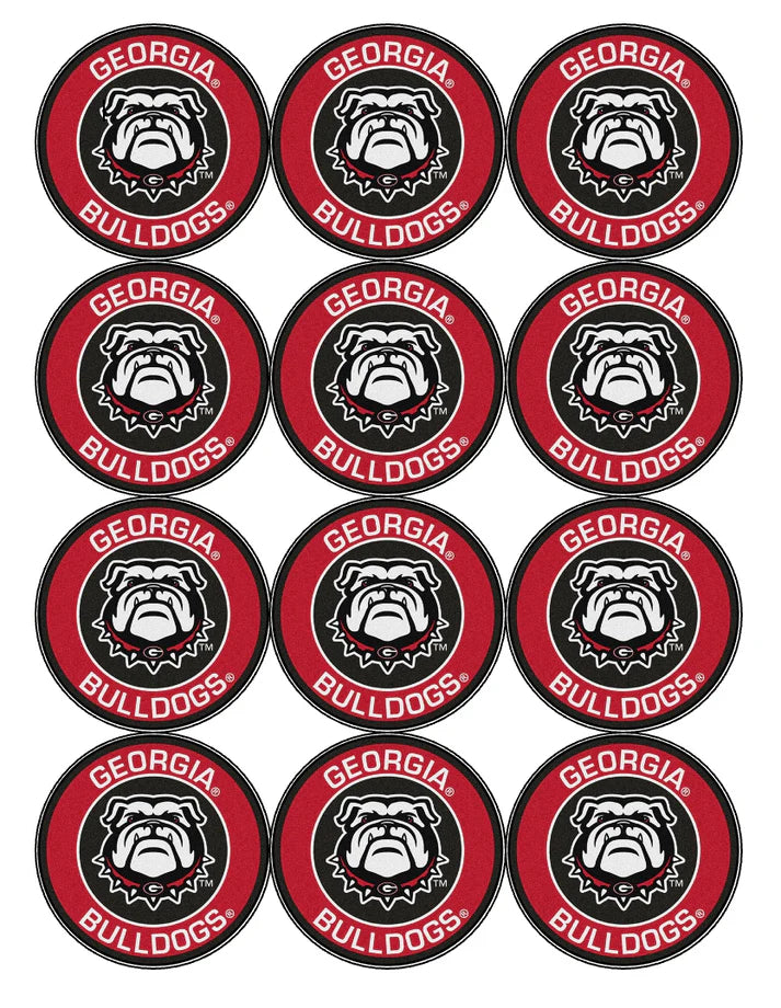 Georgia Bulldogs Edible Cupcake Toppers Icing Sheet or Wafer Paper