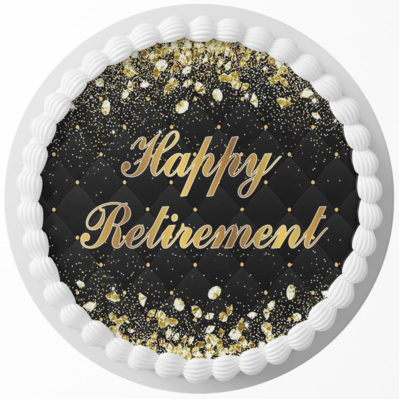 Glamour Black Gold Birthday Fashion Round – Icing Sheet Birthday - Personalized Edible Cake Topper | Custom Icing Sheet | Birthday Cake Decoration