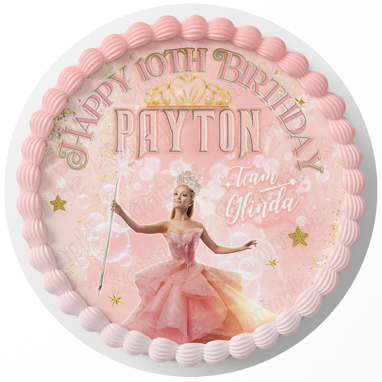 Wicked Movie Glinda Team Princess Round – Icing Sheet Birthday - Personalized Edible Cake Topper | Custom Icing Sheet | Birthday Cake Decoration