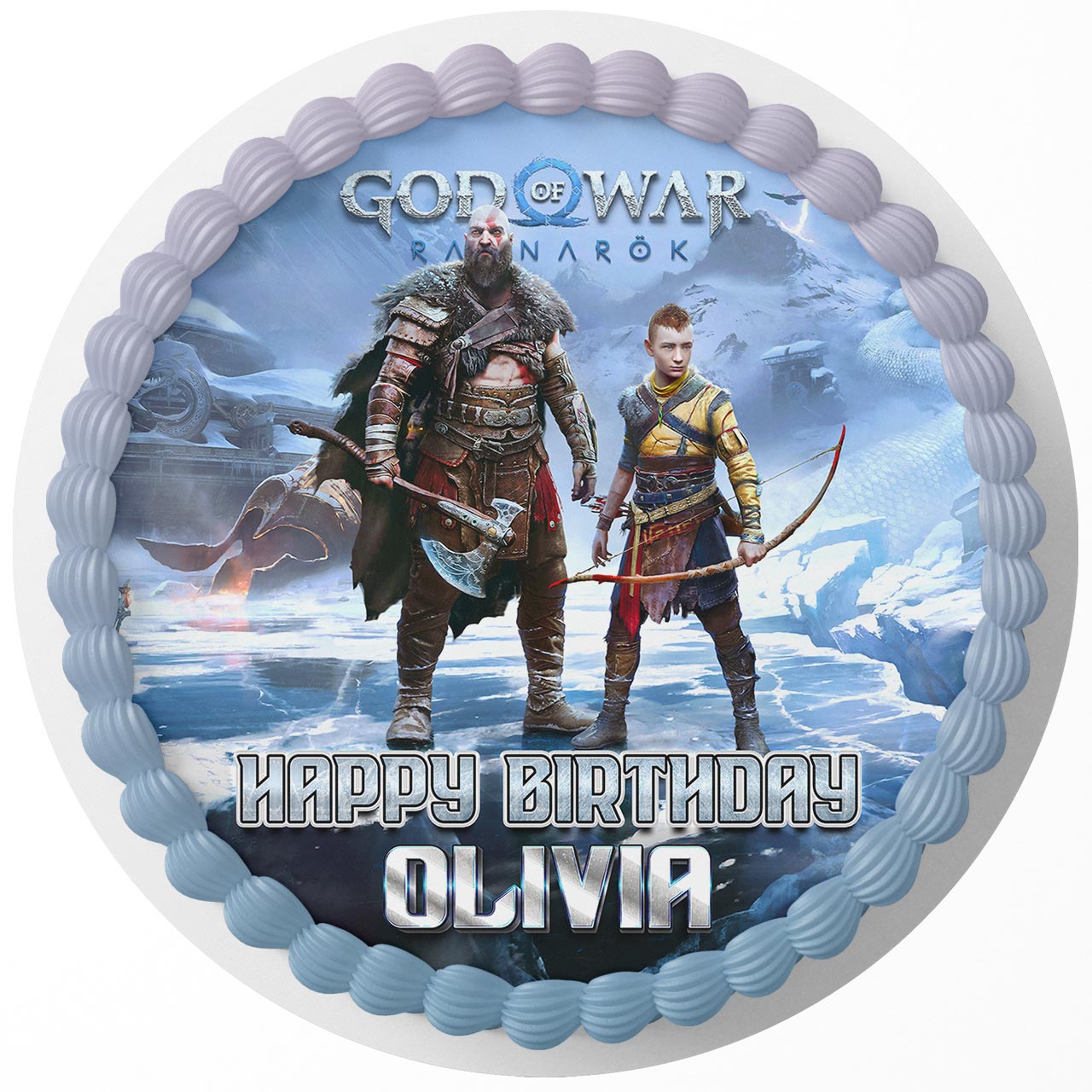 God of War Ragnarok Round – Icing Sheet Birthday - Personalized Edible Cake Topper | Custom Icing Sheet | Birthday Cake Decoration
