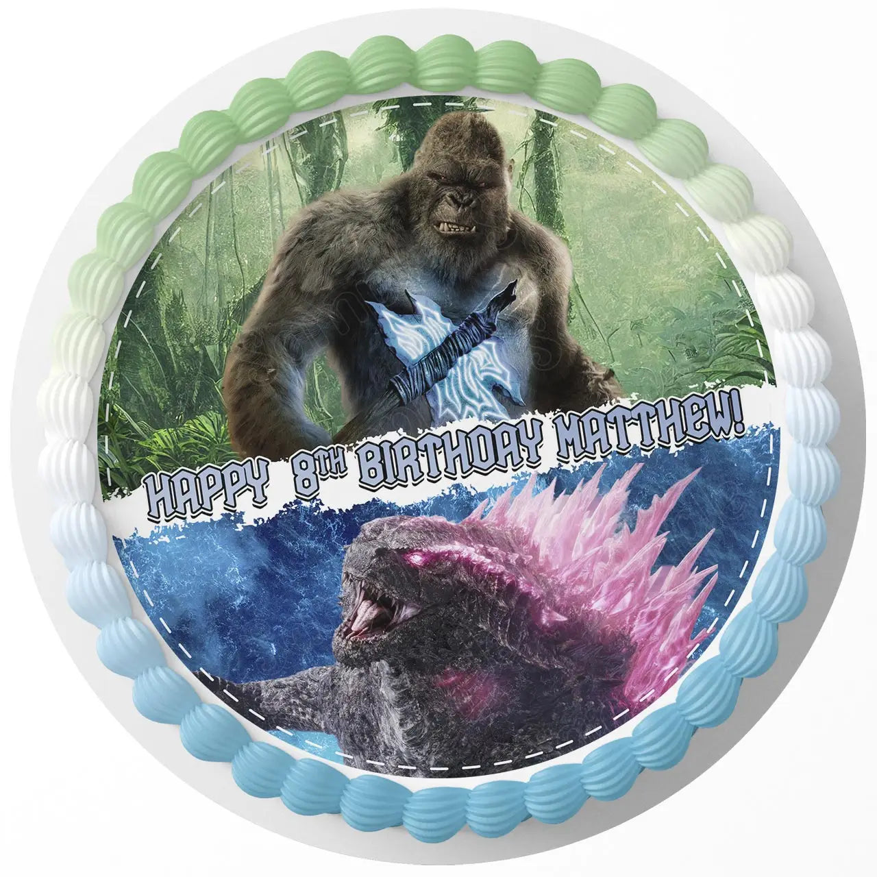 Godzilla x Kong The New Empire PLM Round – Icing Sheet Birthday - Personalized Edible Cake Topper | Custom Icing Sheet | Birthday Cake Decoration