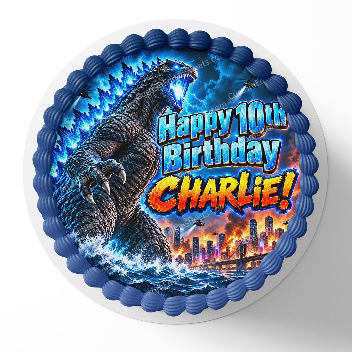 Godzilla Monster Edible Cake Topper Decoration | Photo Cake Image Custom Edible Cake Topper