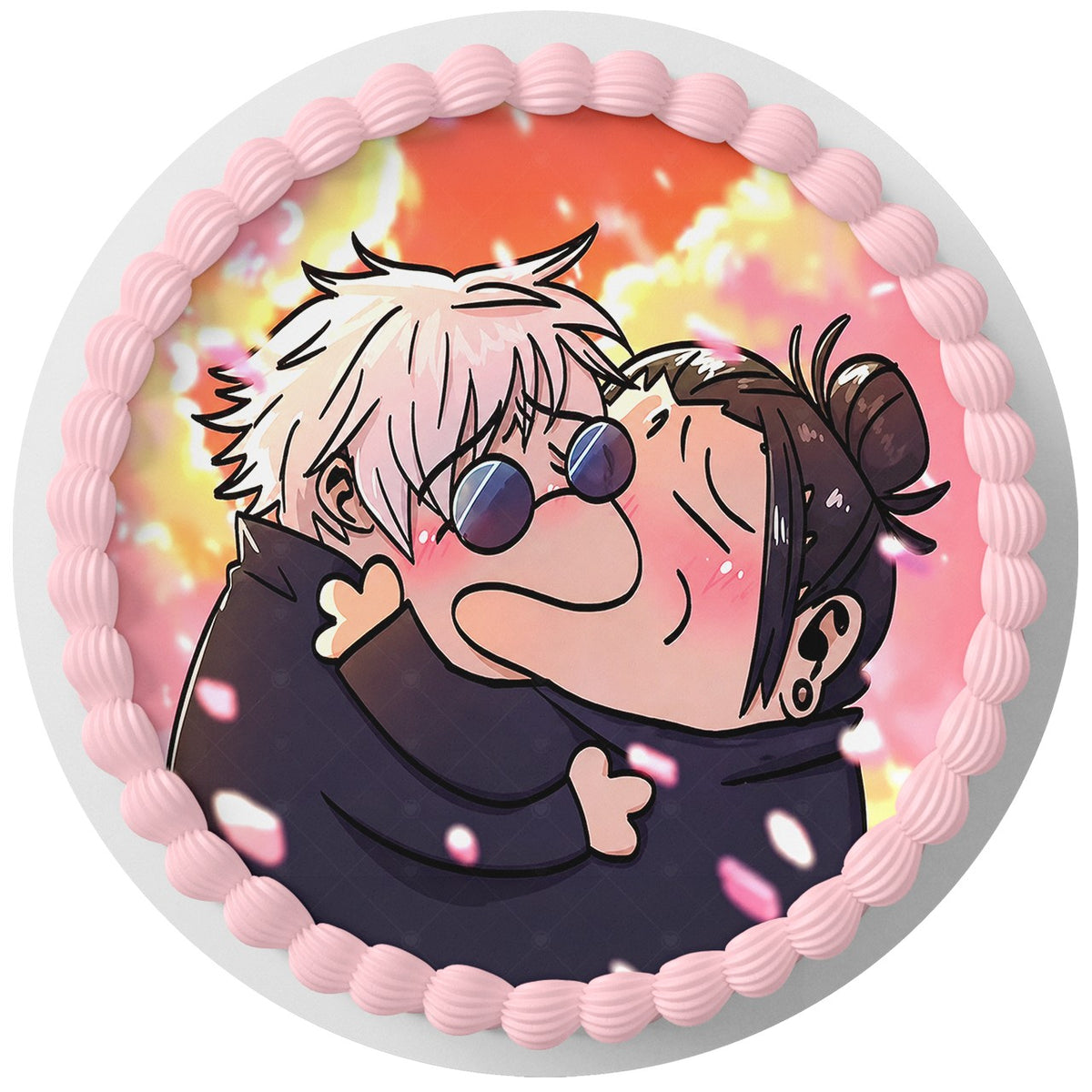 Gojo Satoru and Geto Suguru J Kaisen Meme Edible Cake Topper Round Personalized Edible Cake Topper | Custom Icing Sheet | Birthday Cake Decoration