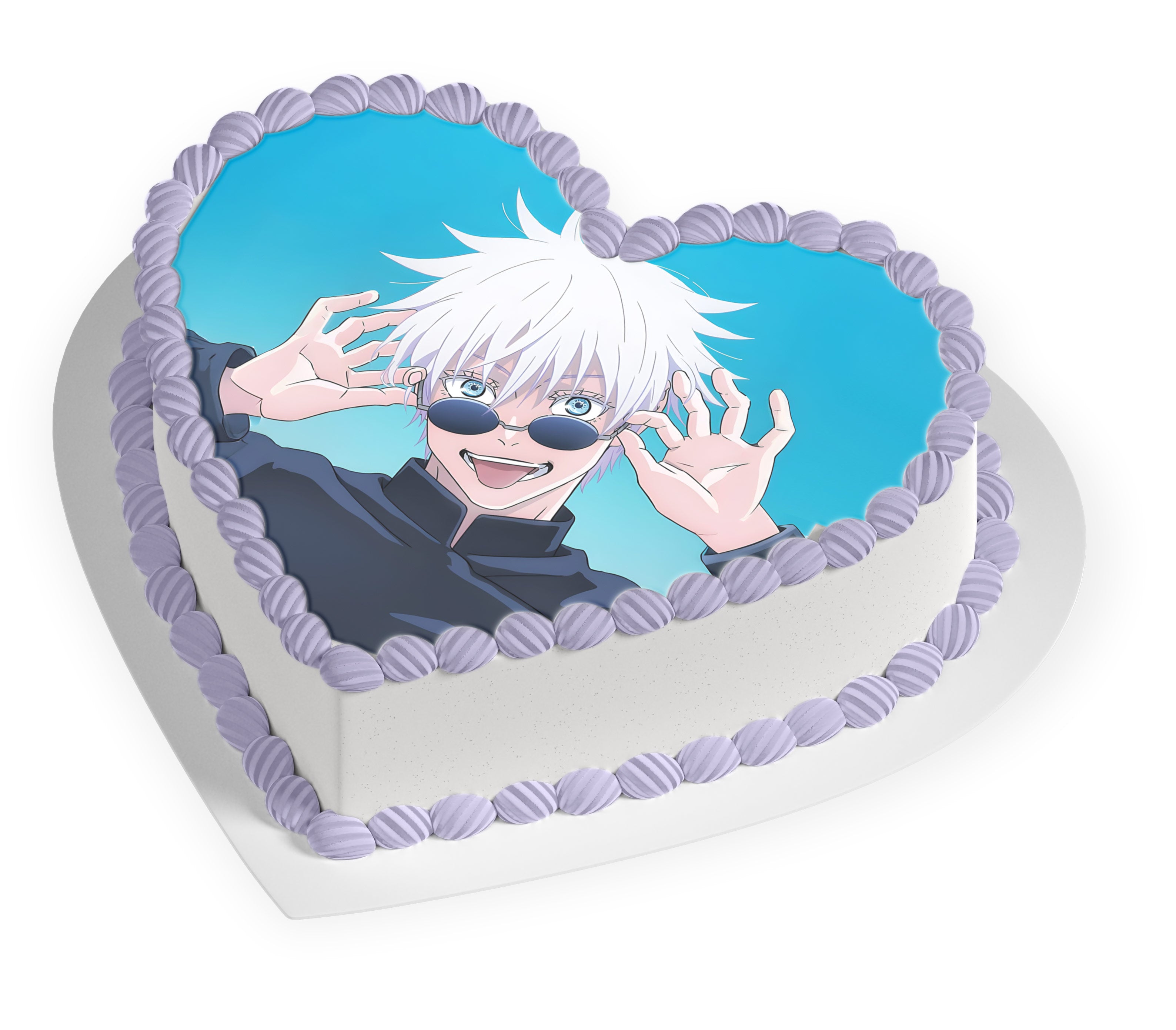 Gojo Kaisen JuJujutsu Kaisen Sun Glasses Heart Shaped – Frosting - Personalized Edible Cake Topper | Custom Icing Sheet | Birthday Cake Decoration