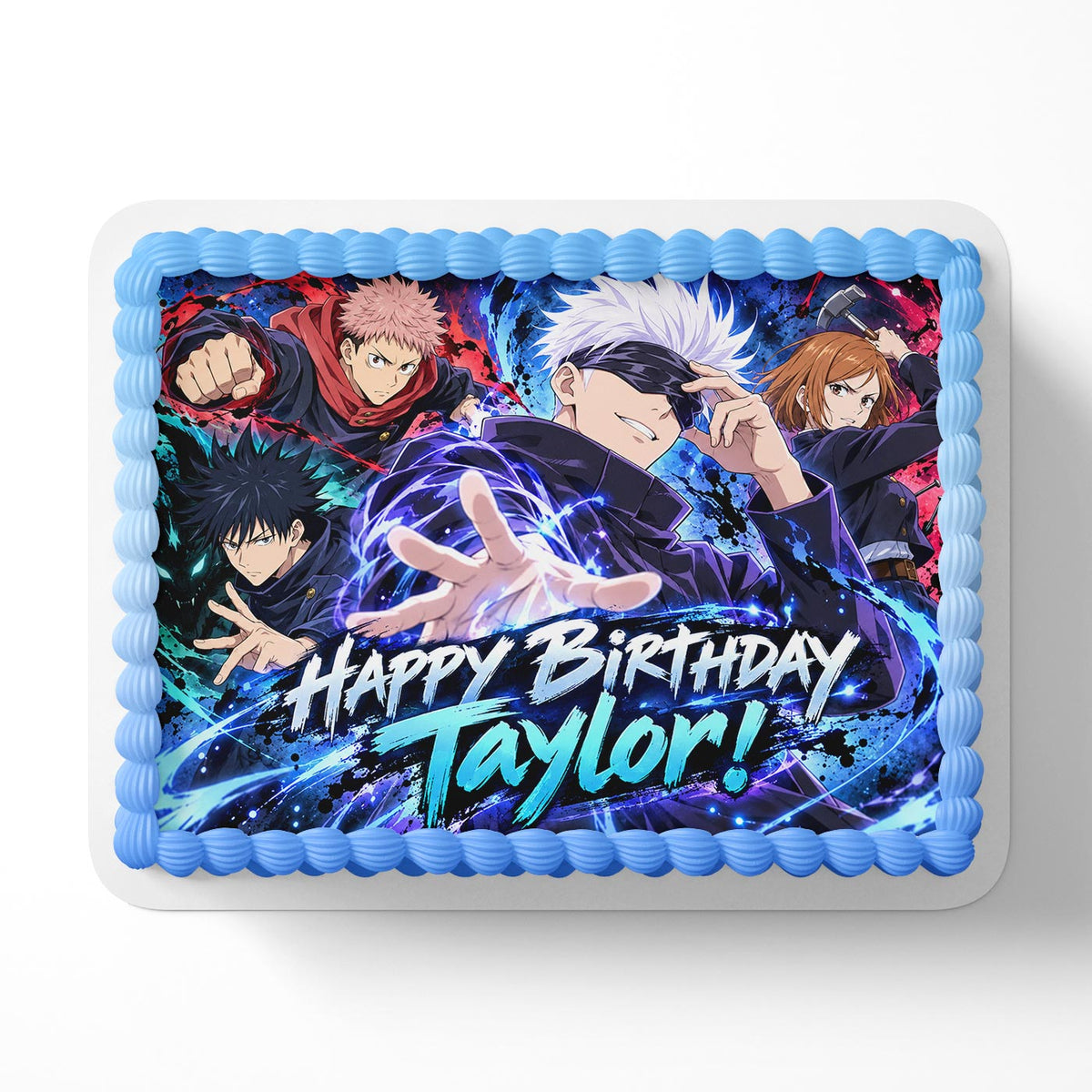 Jujutsu Gojo Edible Cake Topper | Birthday Cake Decoration | Photo Cake Image | Custom Edible Cake Topper