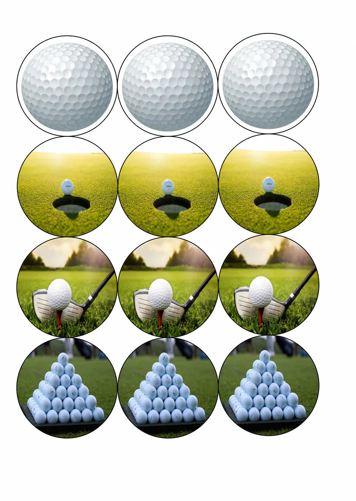 Golf Edible Cupcake Toppers Icing Sheet or Wafer Paper