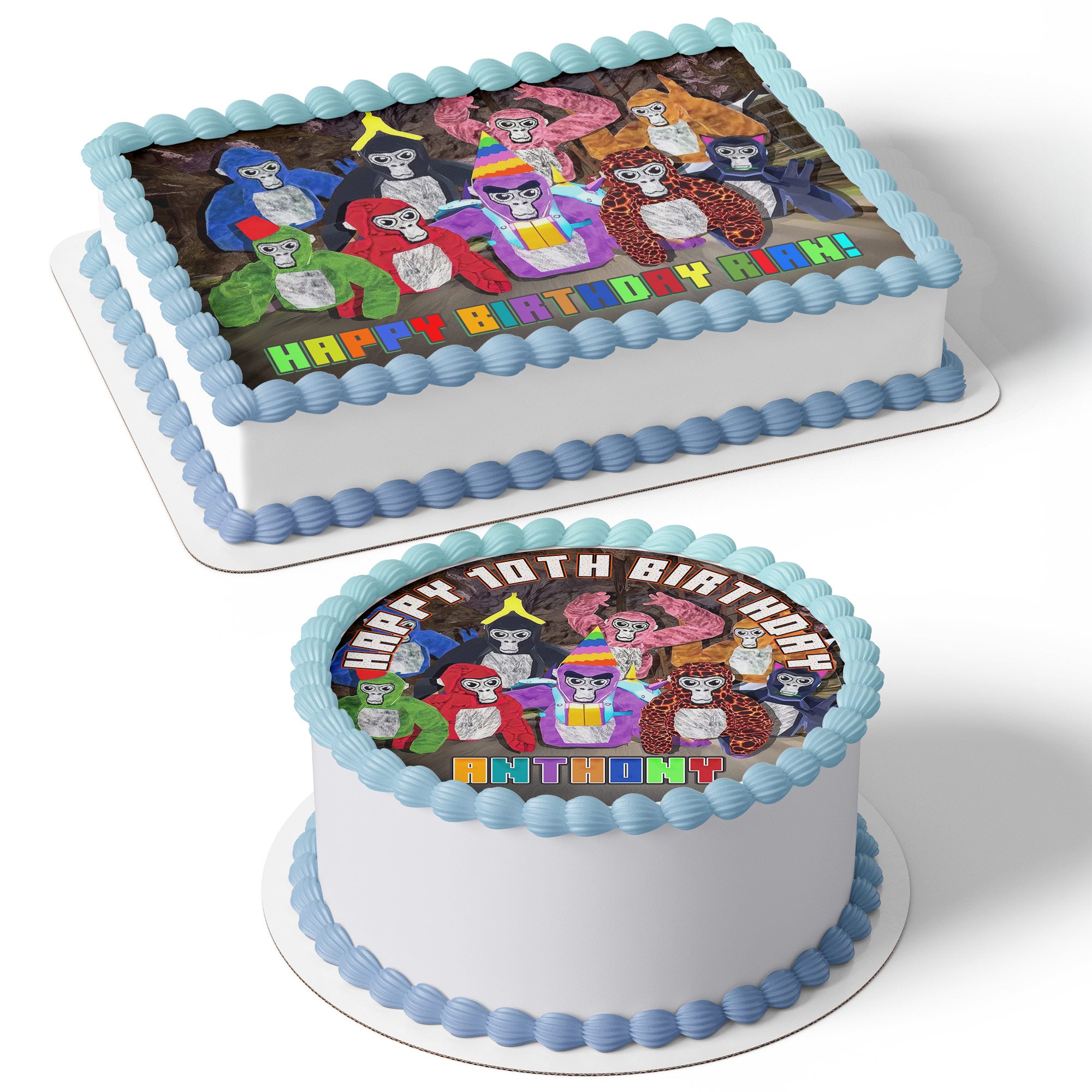 Gorilla Tag Virtual Reality Gamers Kids Icing Sheet - Edible Cake Topper | Birthday Cake Decoration