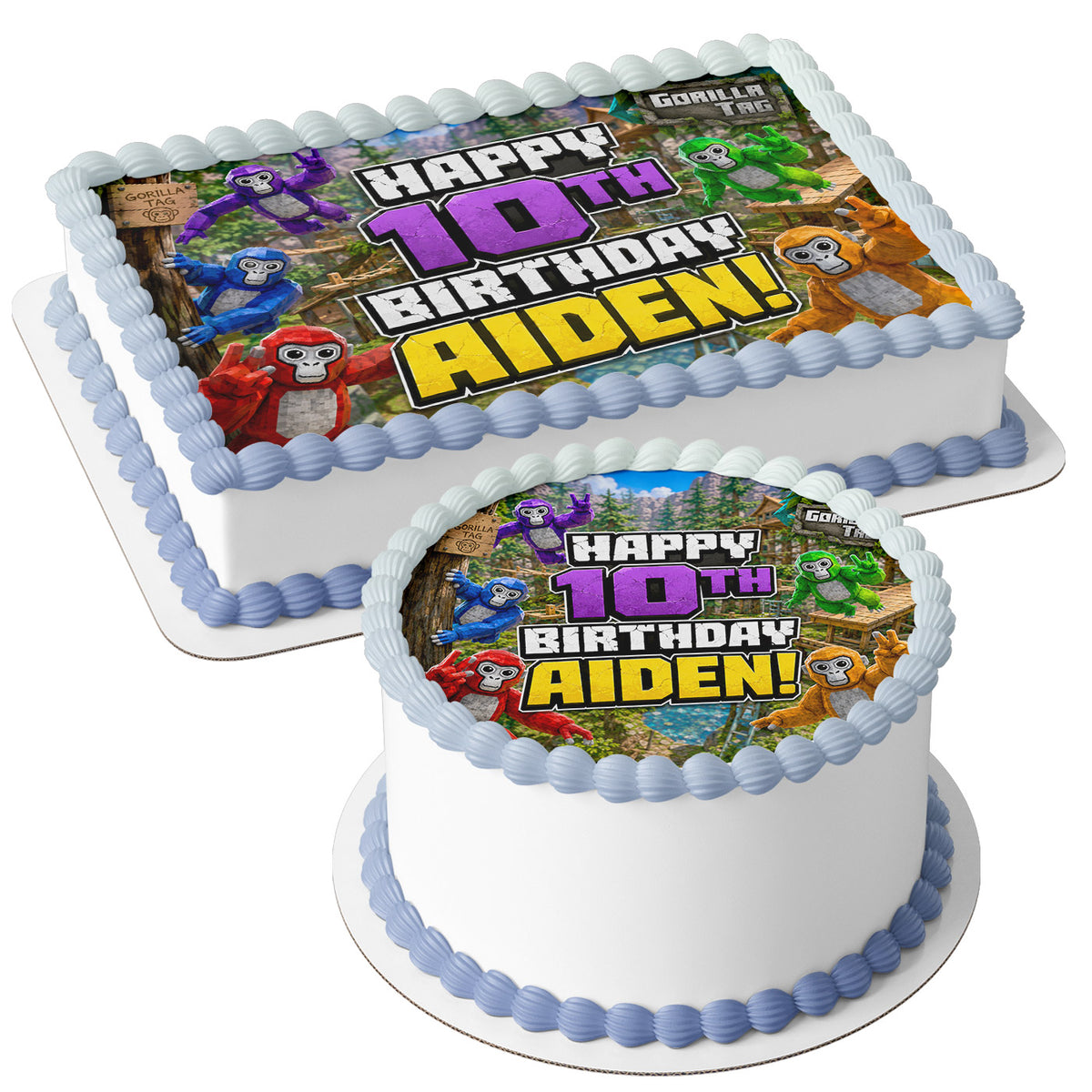 Gorilla VR Tag Edible Cake Topper | Birthday Cake Decoration | Photo Cake Image