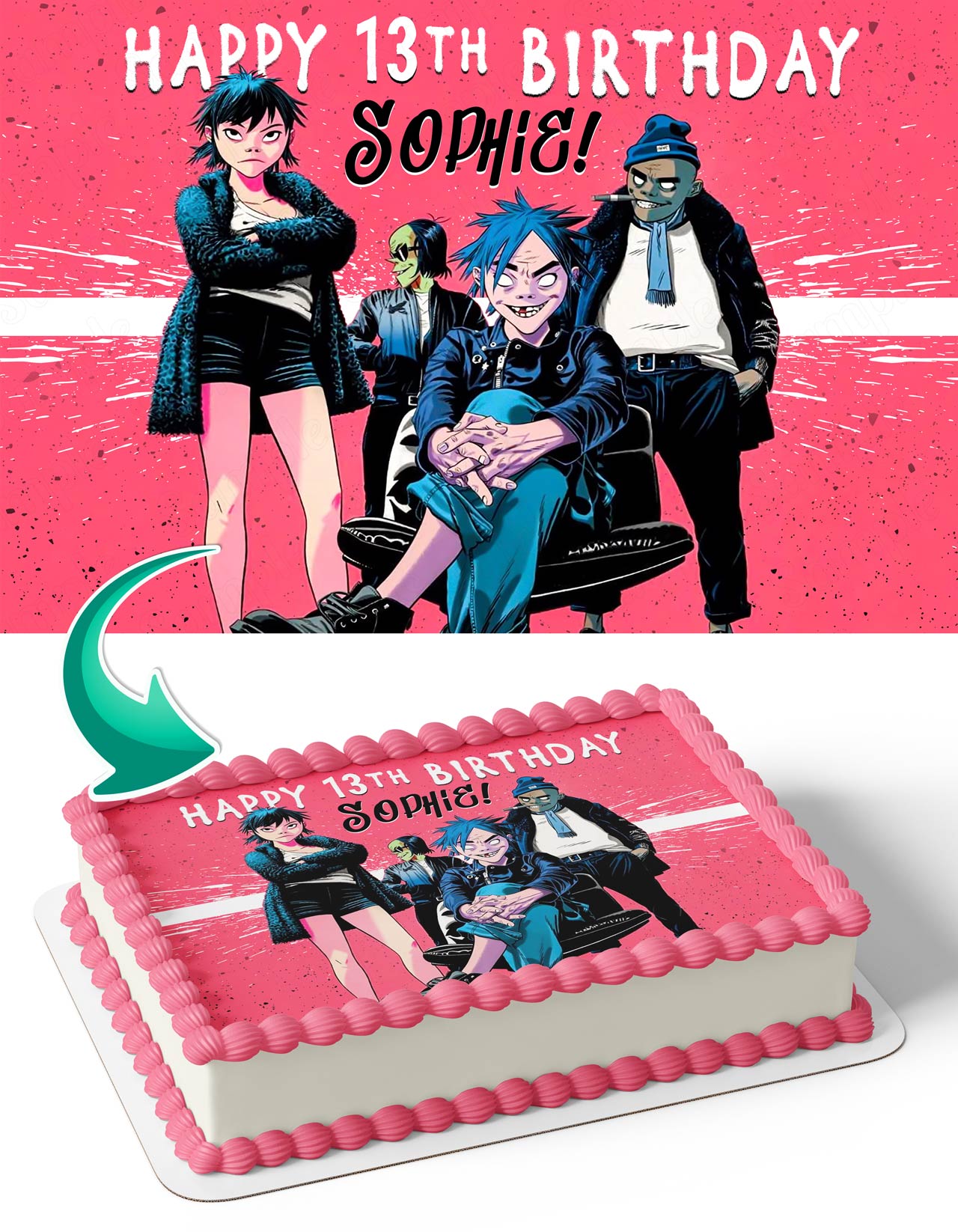 Gorillaz Virtual Band Edible Cake Topper
