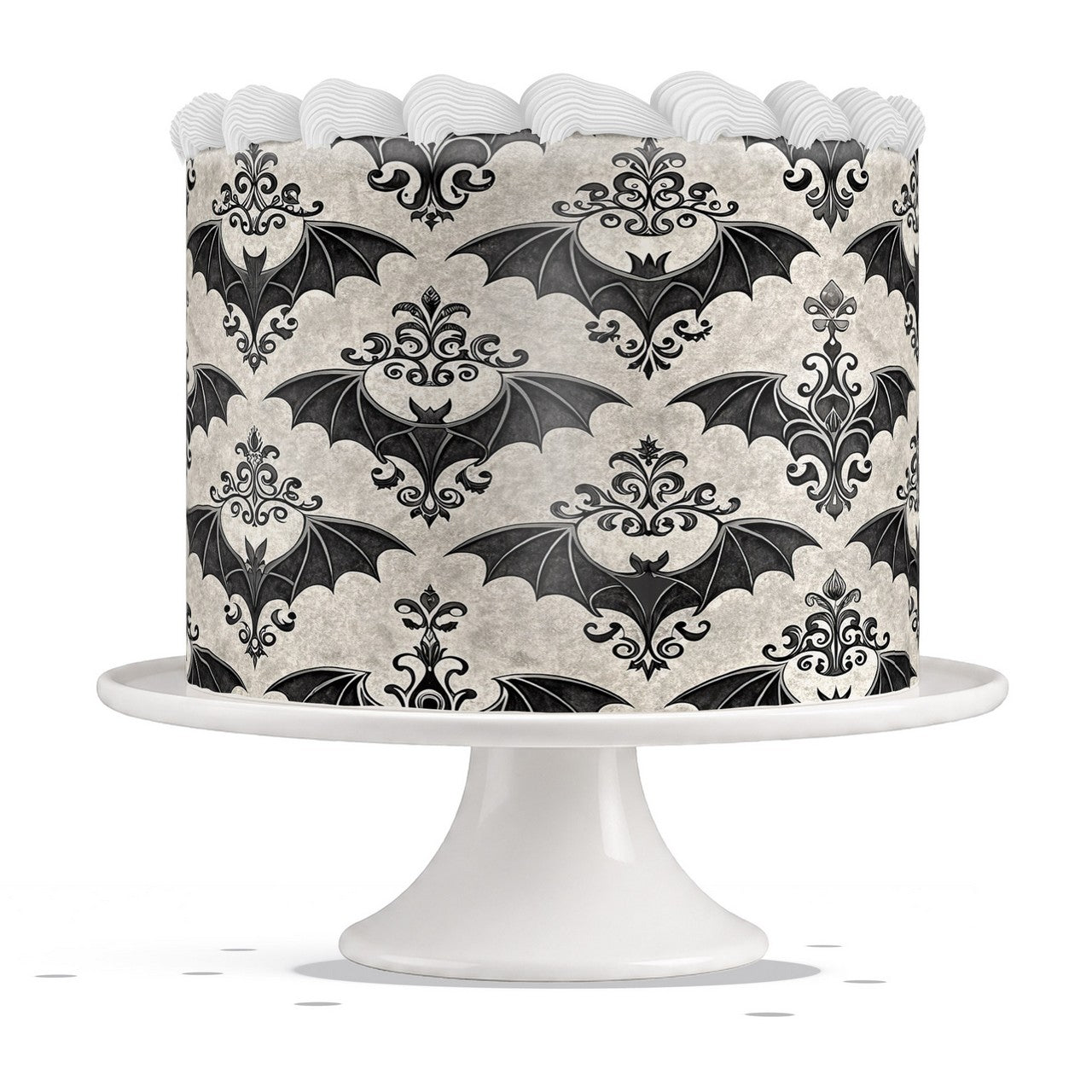 Gothic Bats Damask edible cake wrap strip icing sheet