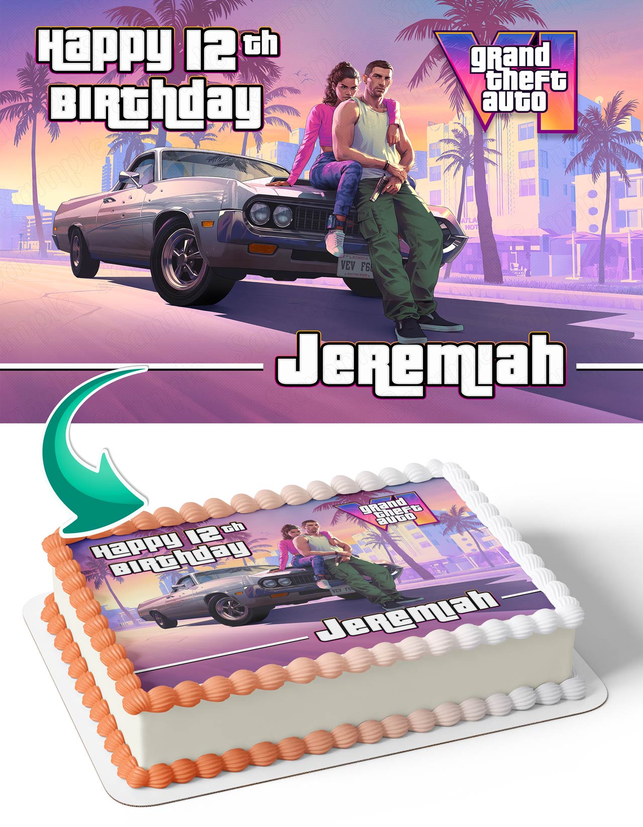 Grand Theft Auto VI GTA 6 Edible Cake Topper