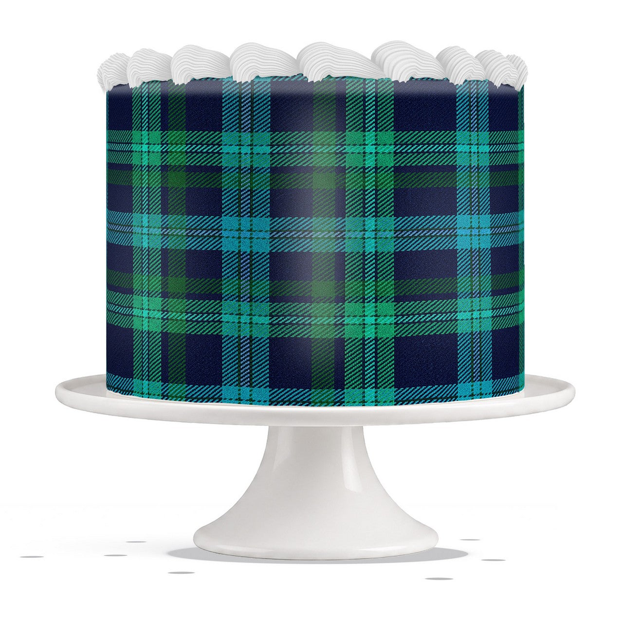 Green and Navy Plaid edible cake wrap strip icing sheet