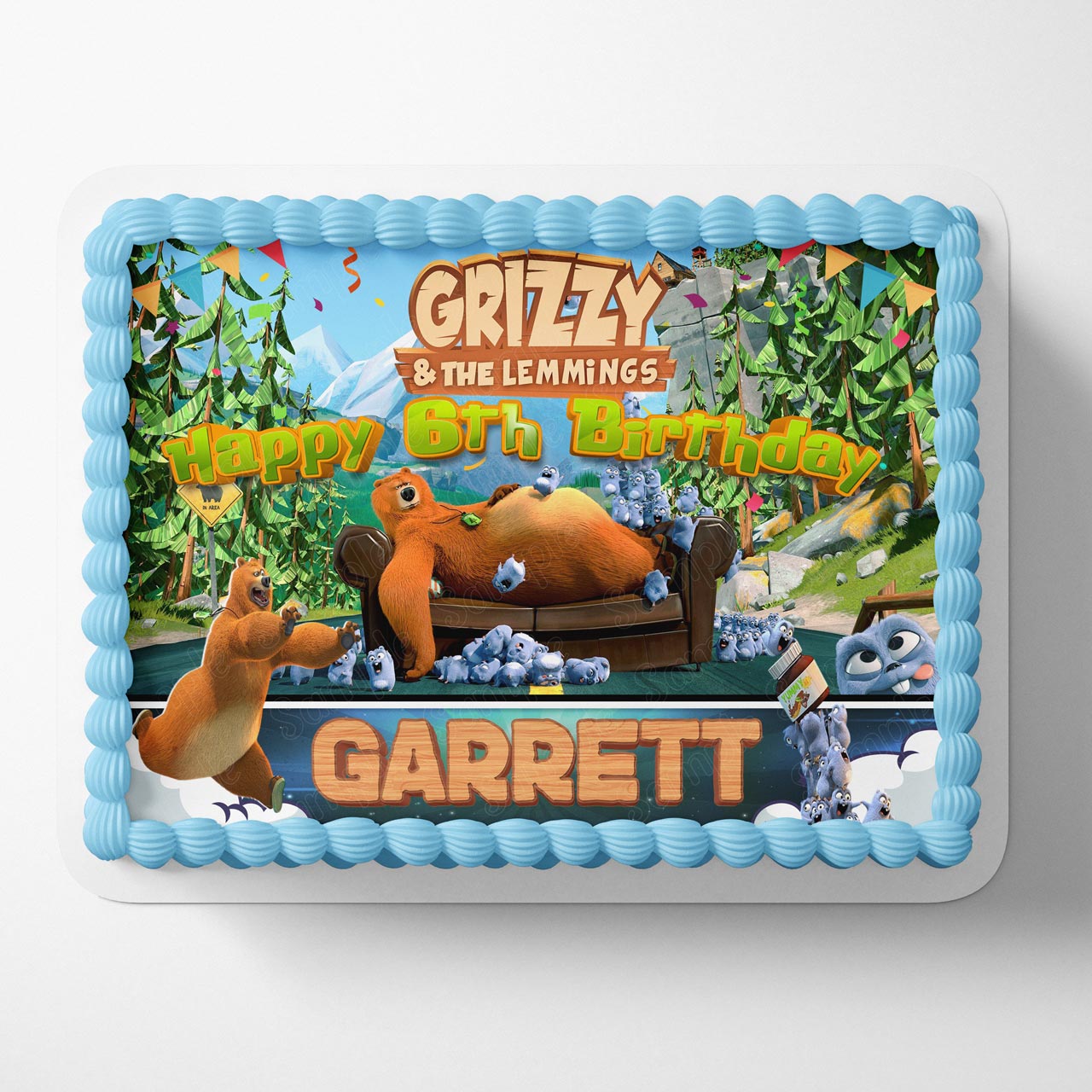 Grizzy and the Lemmings Edible Cake Topper