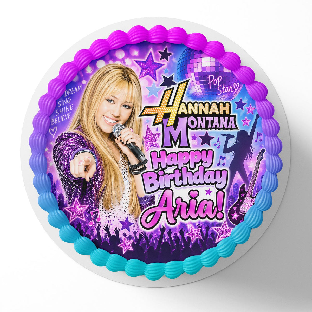 Hannah Montana Edible Cake Topper | Birthday Cake Decoration | Photo Cake Image