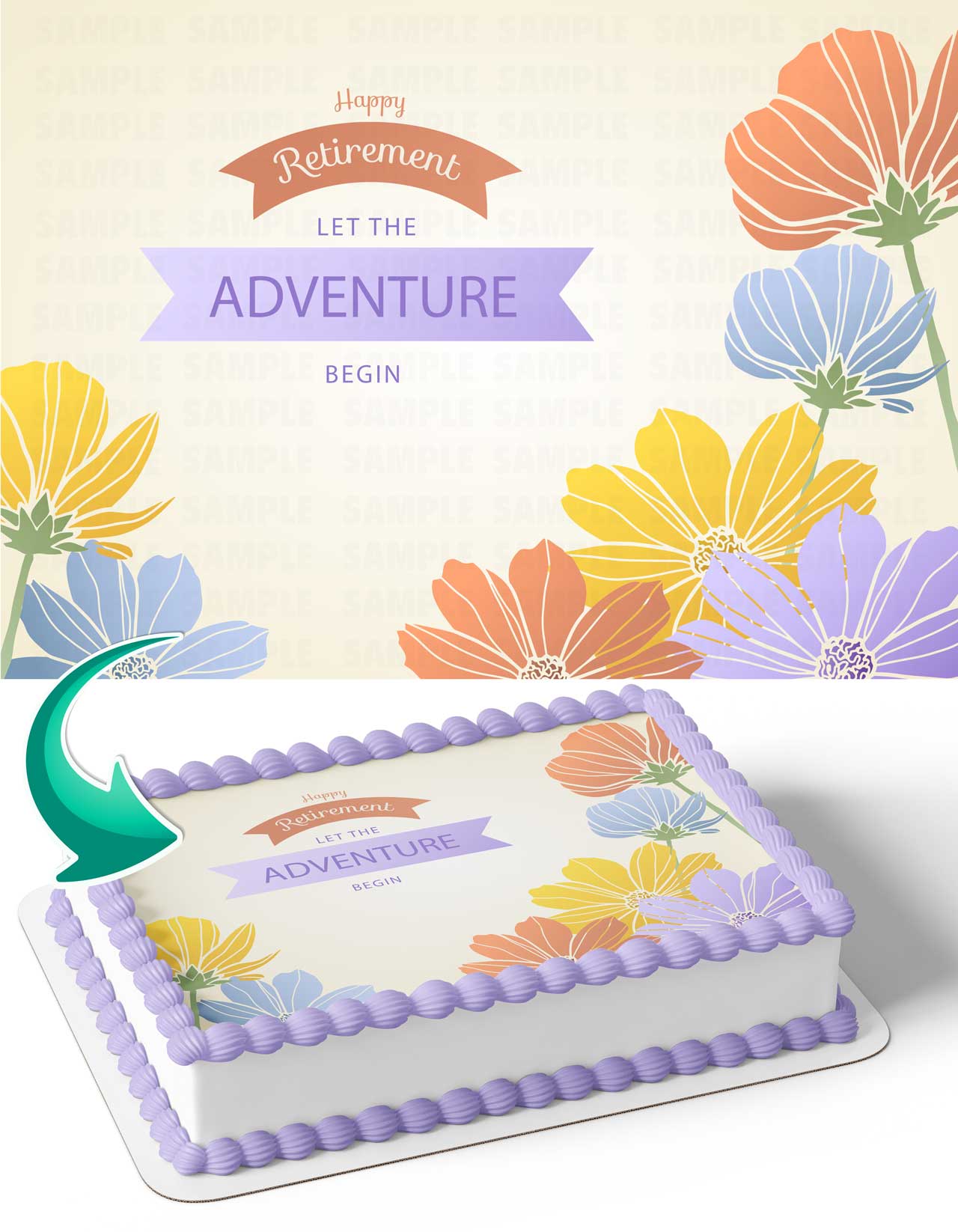 Happy Retirement Let the Adventure Begin Edible Cake Topper