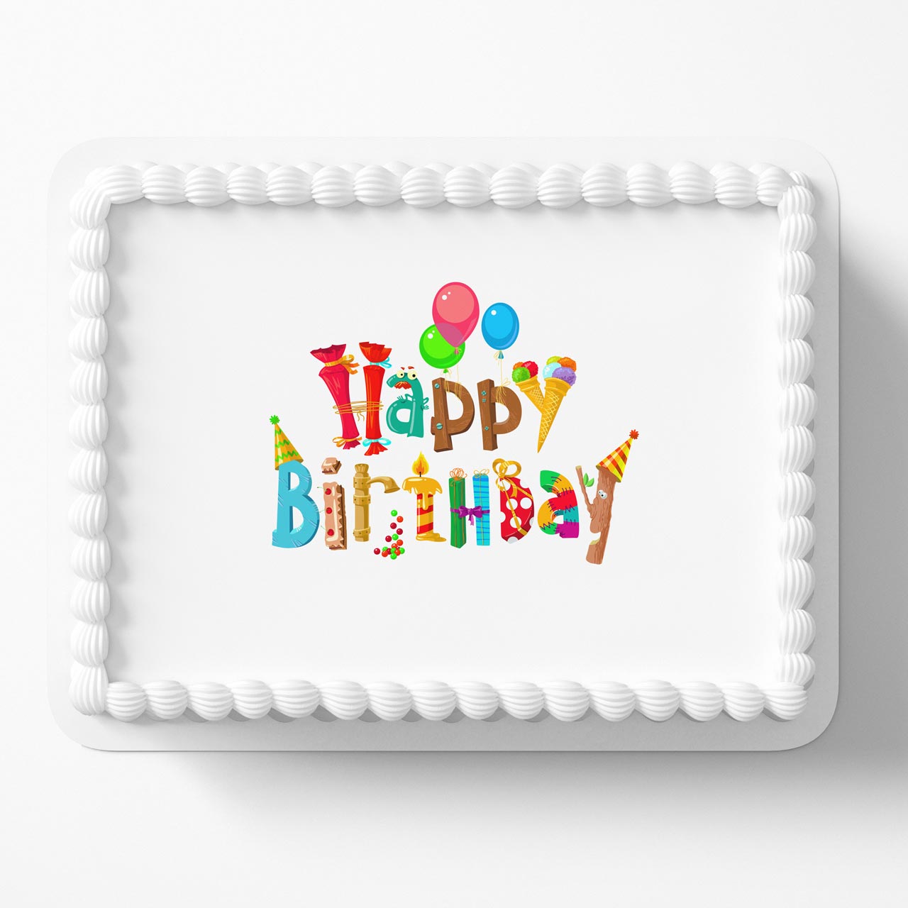 Happy Birthday Logo LMB Edible Cake Topper