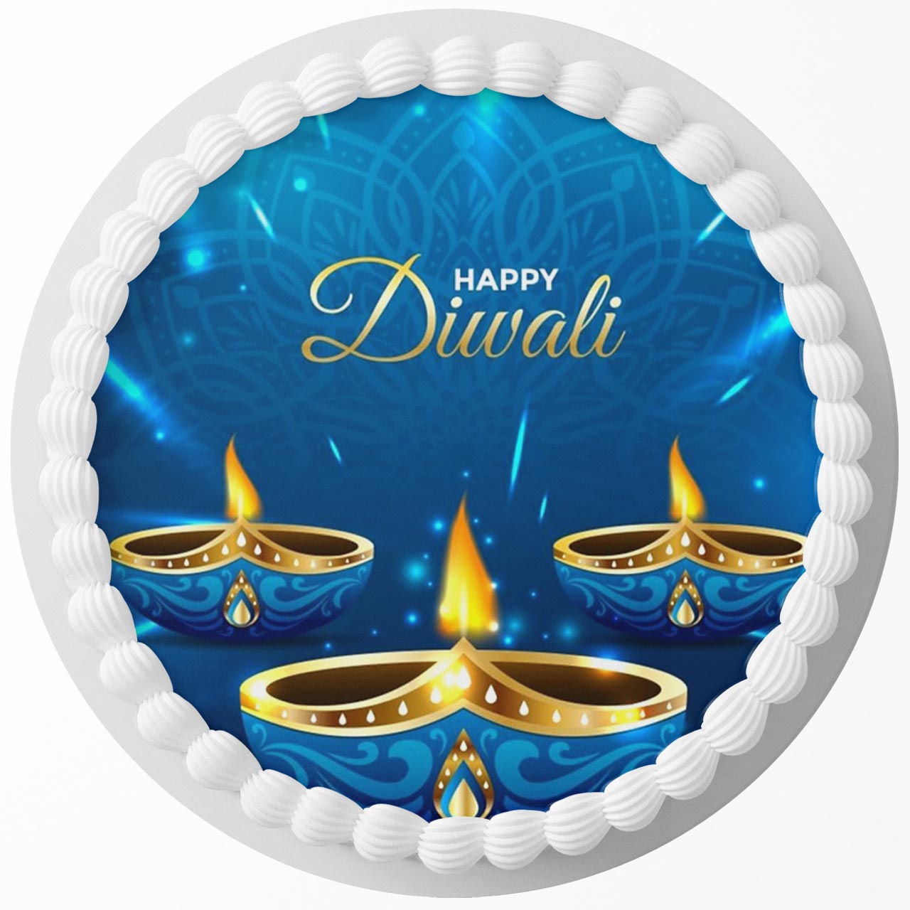 Happy Diwali Round – Icing Sheet Birthday - Personalized Edible Cake Topper | Custom Icing Sheet | Birthday Cake Decoration | Photo Cake Image