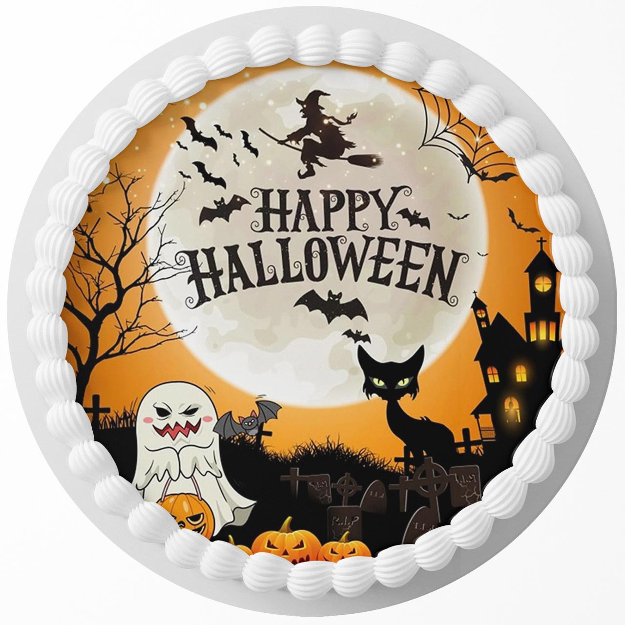 Happy Hallowen Witch NSQ Round – Icing Sheet Birthday - Personalized Edible Cake Topper | Custom Icing Sheet | Birthday Cake Decoration
