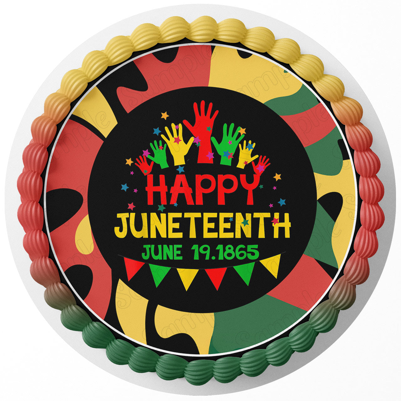 Happy Juneteenth Round – Icing Sheet Birthday - Personalized Edible Cake Topper | Custom Icing Sheet | Birthday Cake Decoration | Photo Cake Image