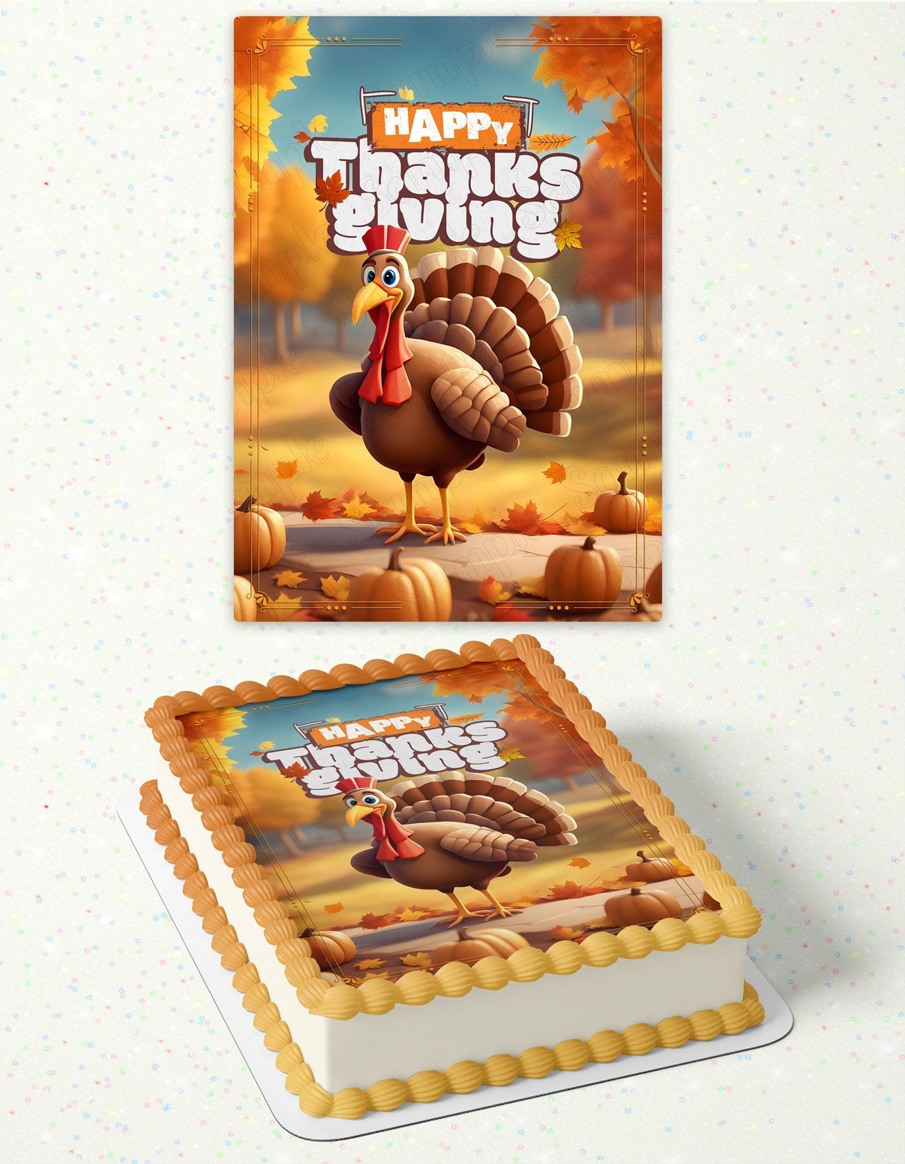 Happy Thanksgiving Edible Cake Topper