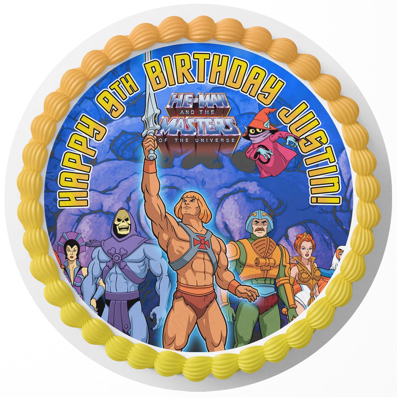 HeMan and the Masters of the Universe Round – Icing Sheet Birthda - Personalized Edible Cake Topper | Custom Icing Sheet | Birthday Cake Decoration