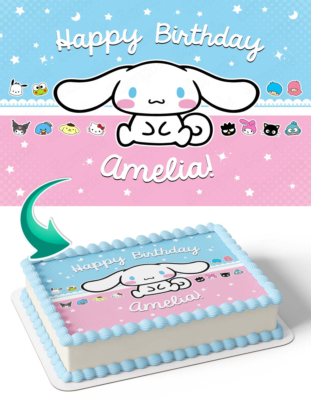 Kitties Kids Girls Hello Cinnamoroll Kawaii Sanrio and Friends PCB Edible Cake Topper