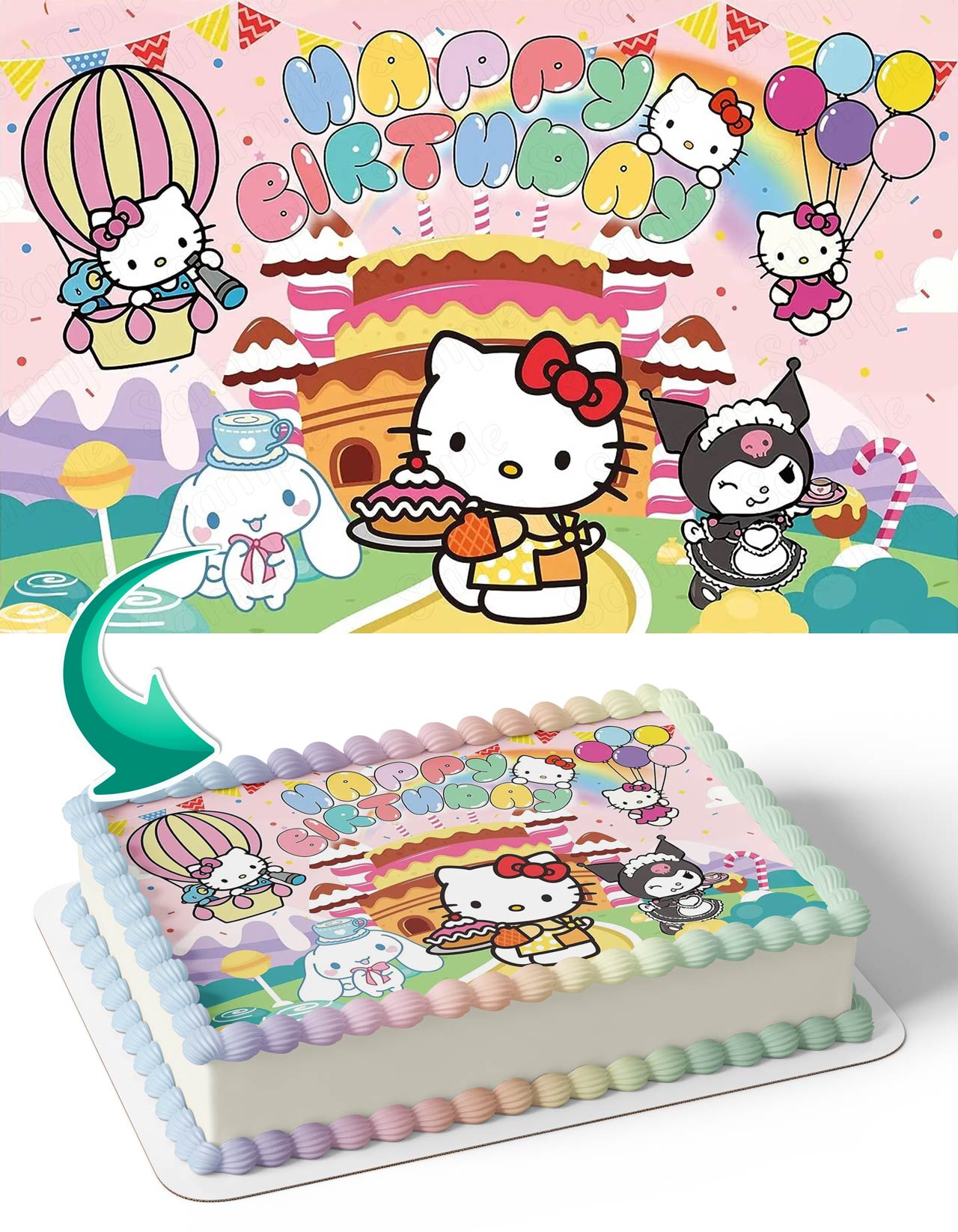Kitties Kids Girls Hello Cinnamoroll Kuromi My Melody Sweet Candy HKC Edible Cake Topper