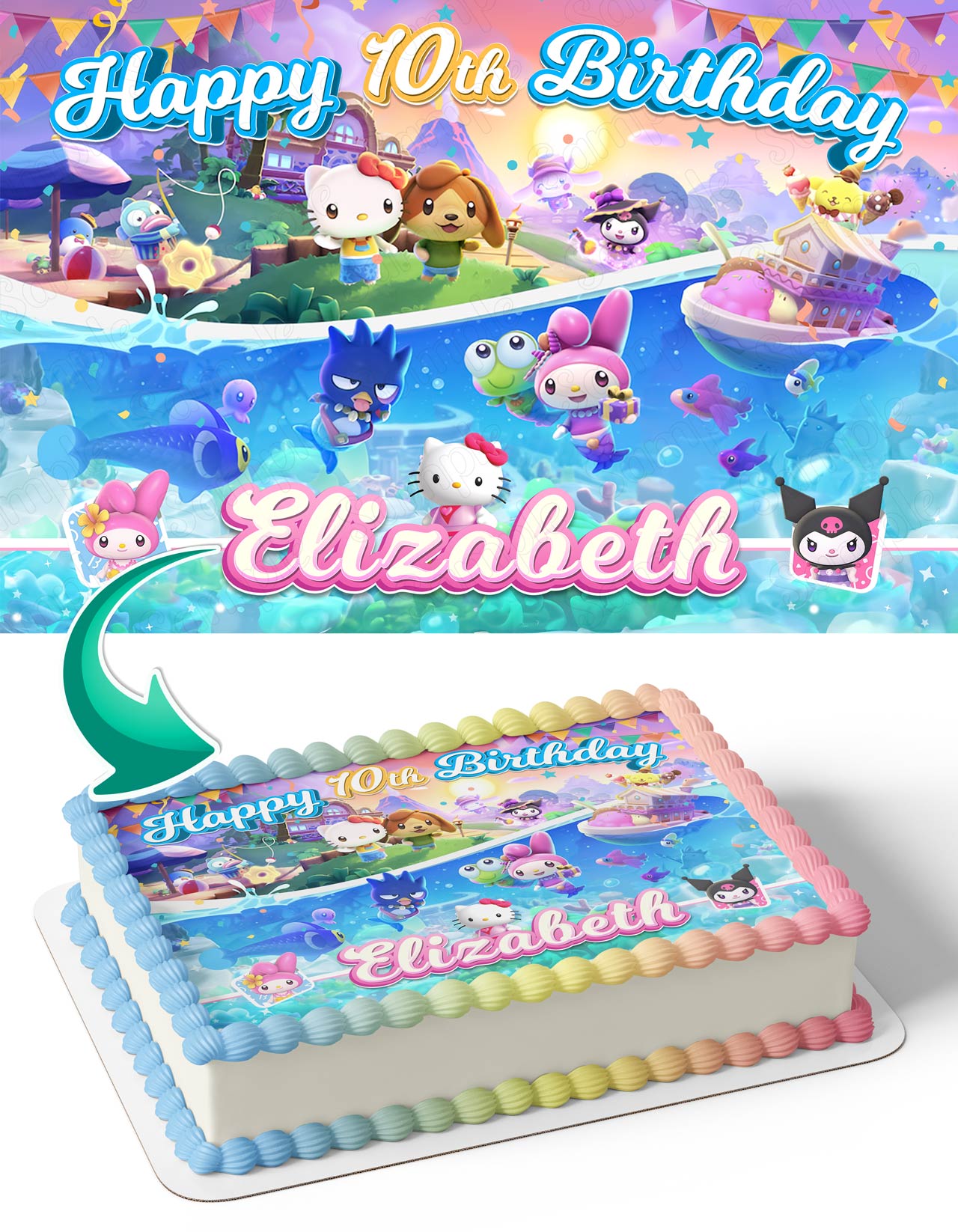 Kitties Kids Girls Hello Island Adventure Edible Cake Topper