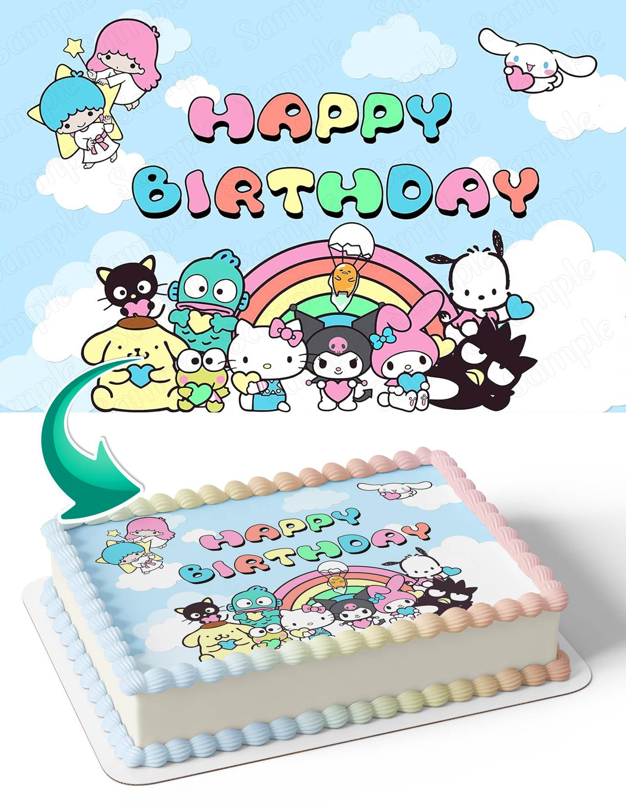 Kitties Kids Girls Hello Kuormi Cinnamoroll Kawaii Sanro Edible Cake Topper