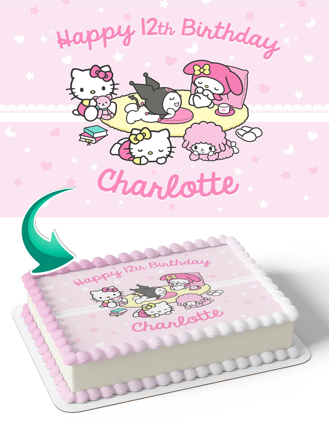 Kitties Kids Girls Hello Sanrio Pink Girls Edible Cake Topper